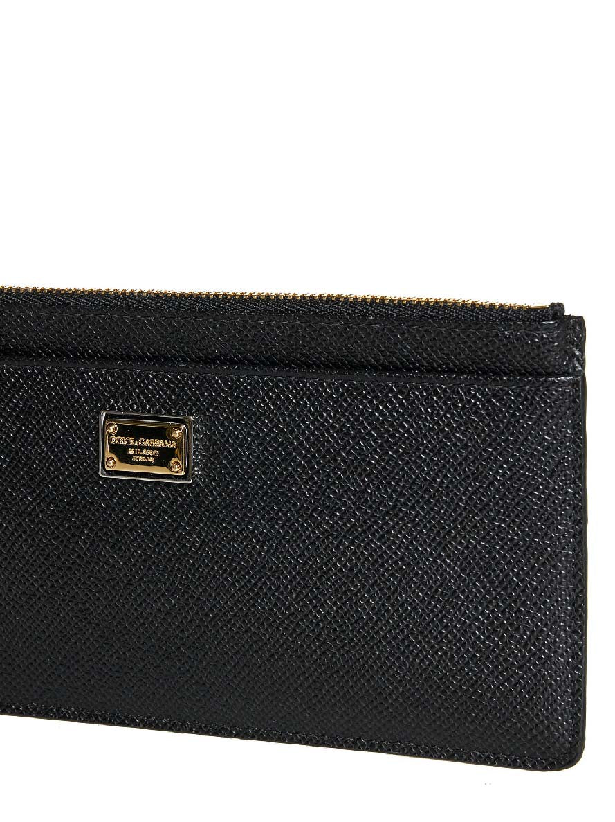 Dolce & Gabbana Women Large Black Dauphine Leather Card Case