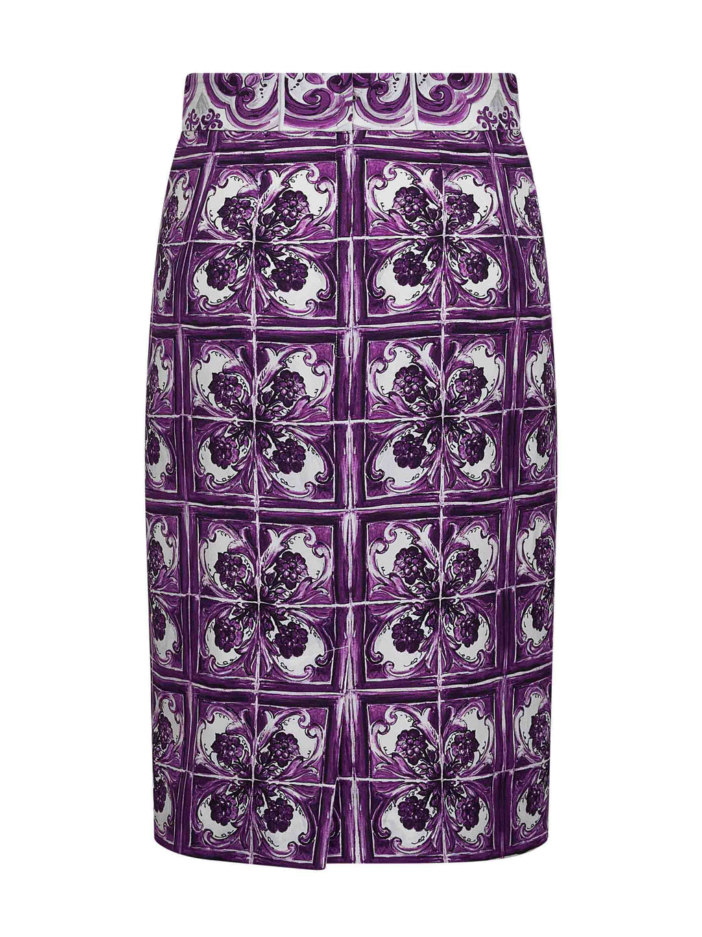 Dolce & Gabbana Women Maiolica Print Stretch Silk Skirt