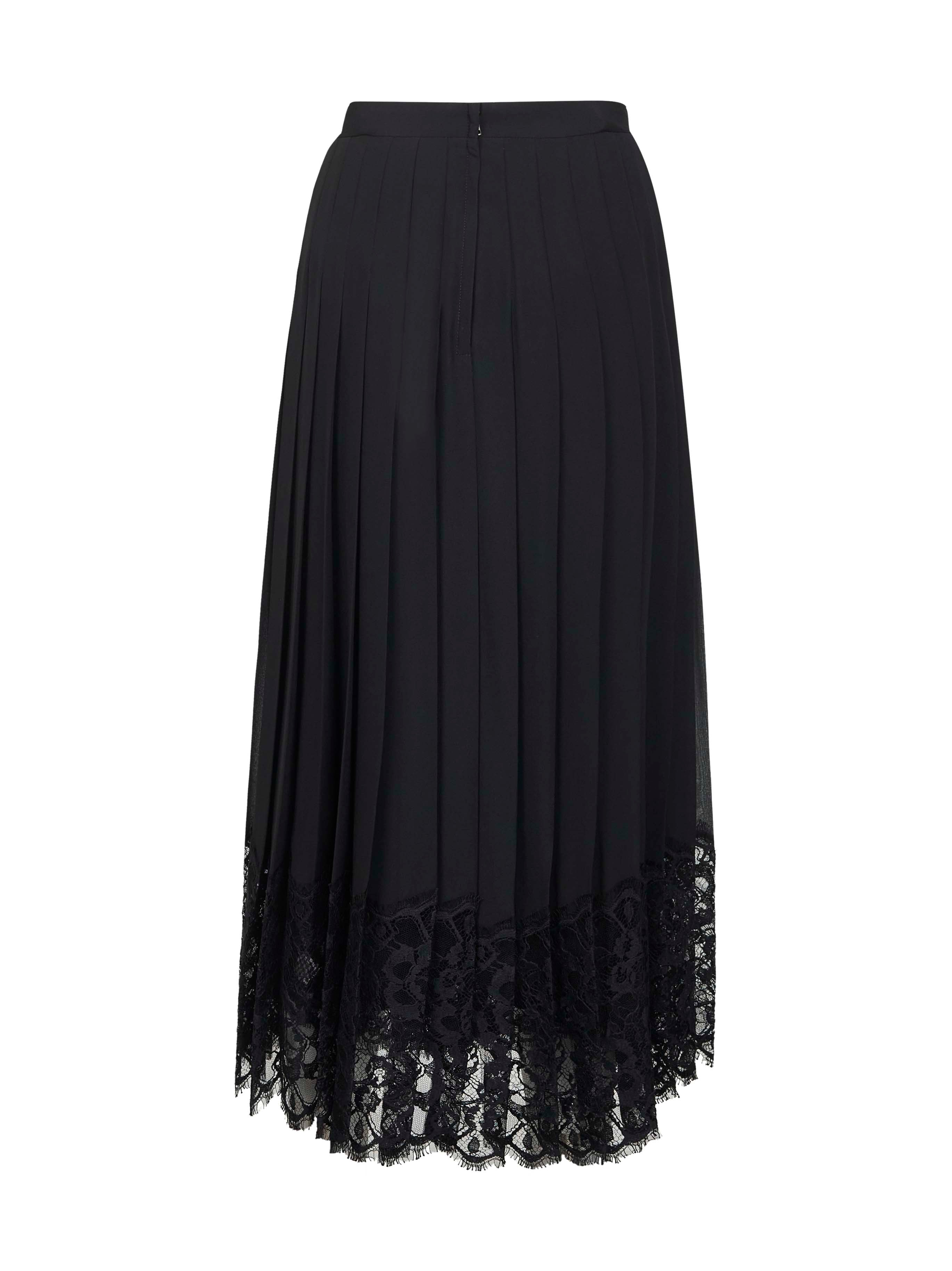 Dolce & Gabbana Women Black Chiffon And Lace Pleated Midi Skirt