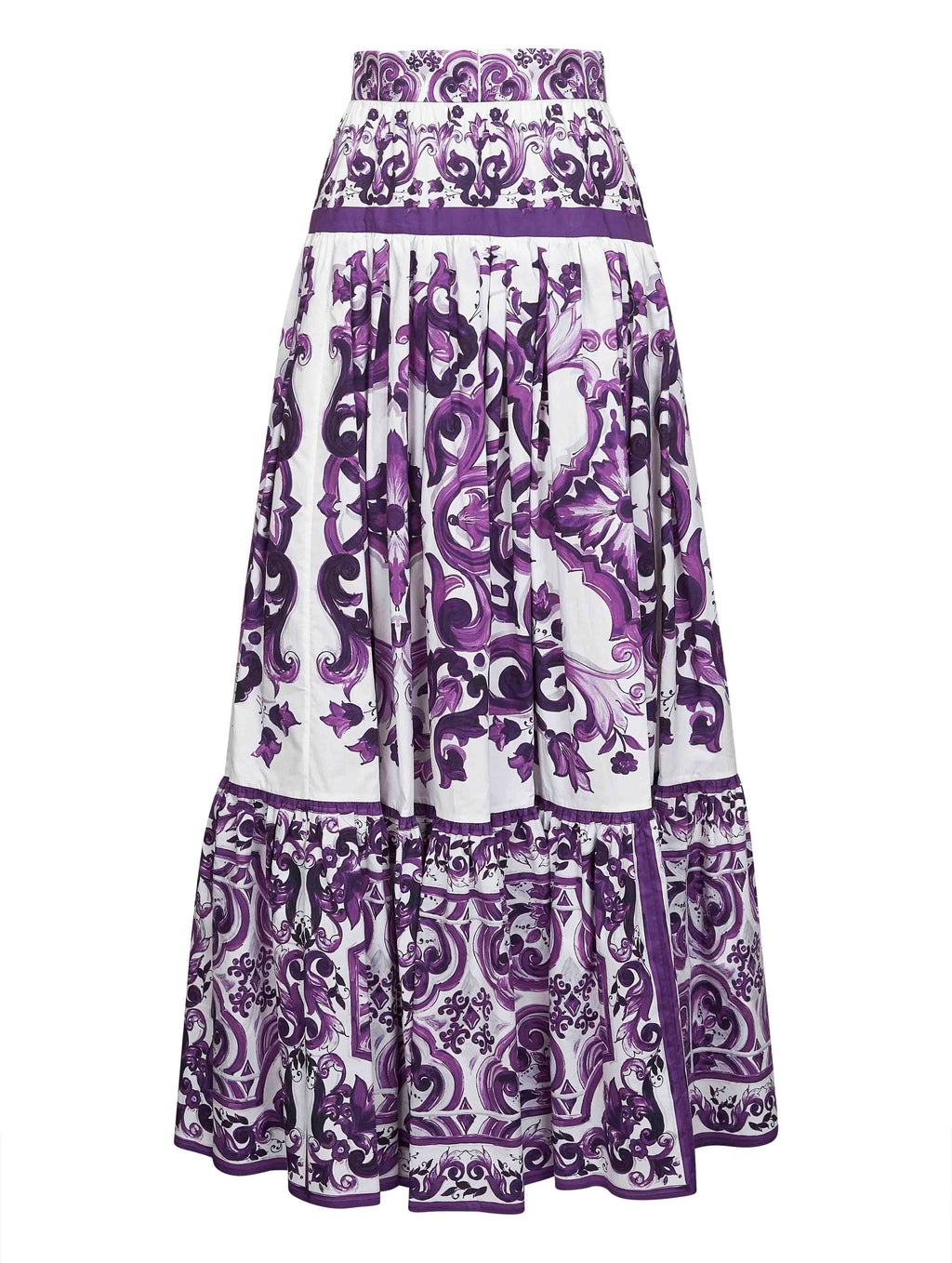 Dolce & Gabbana Women Maiolica Print Poplin Long Skirt