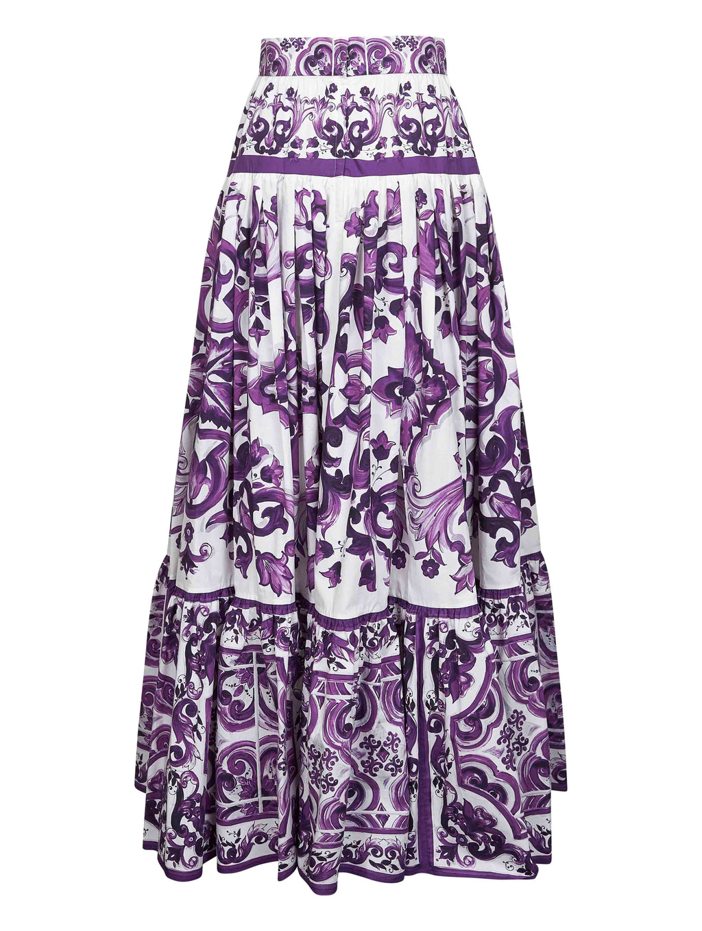 Dolce & Gabbana Women Maiolica Print Poplin Long Skirt