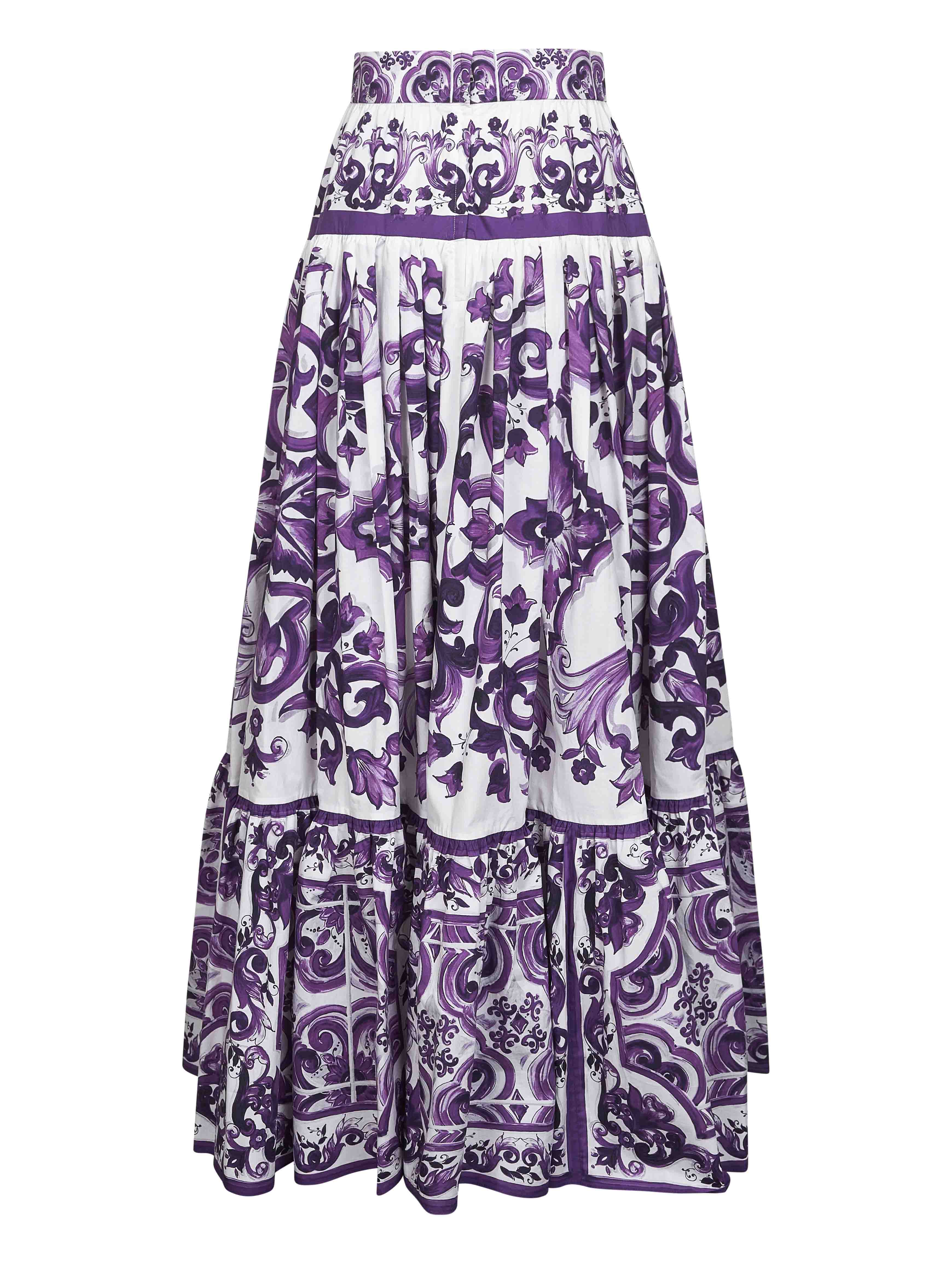 Dolce & Gabbana Women Maiolica Print Poplin Long Skirt