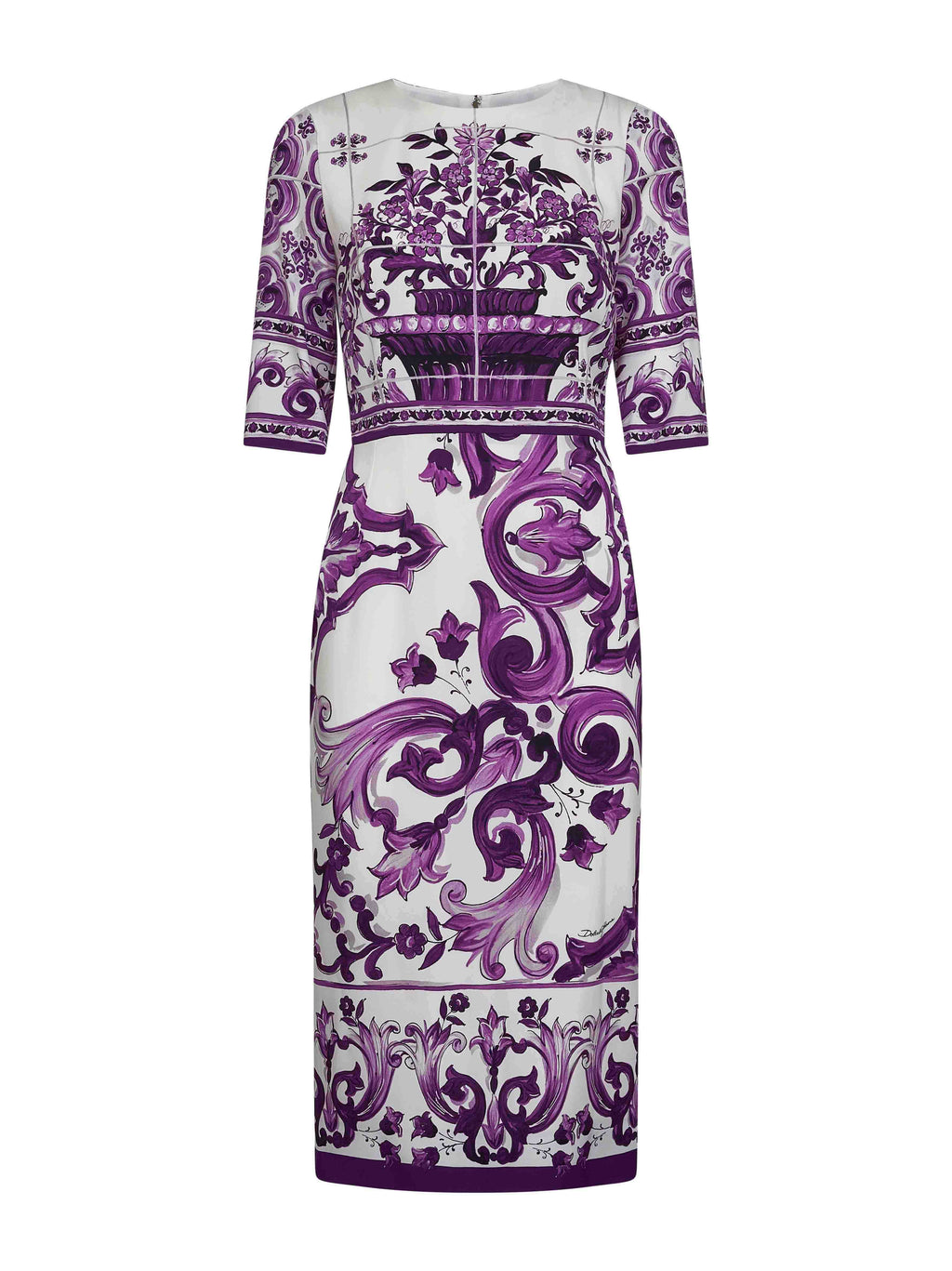 Dolce & Gabbana Women Maiolica Print Charmeuse Midi Dress