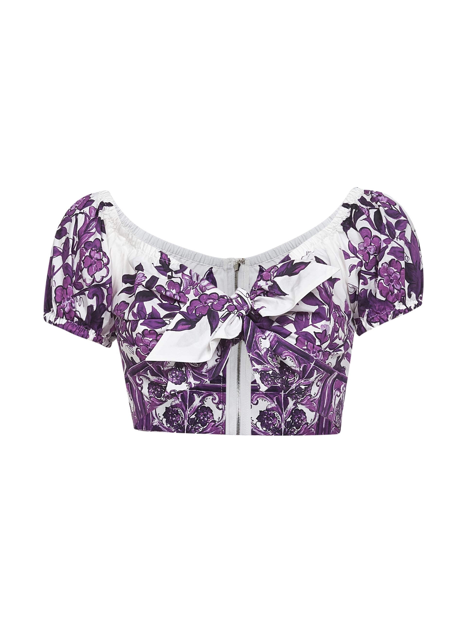 Dolce & Gabbana Women Maiolica Print Poplin Top