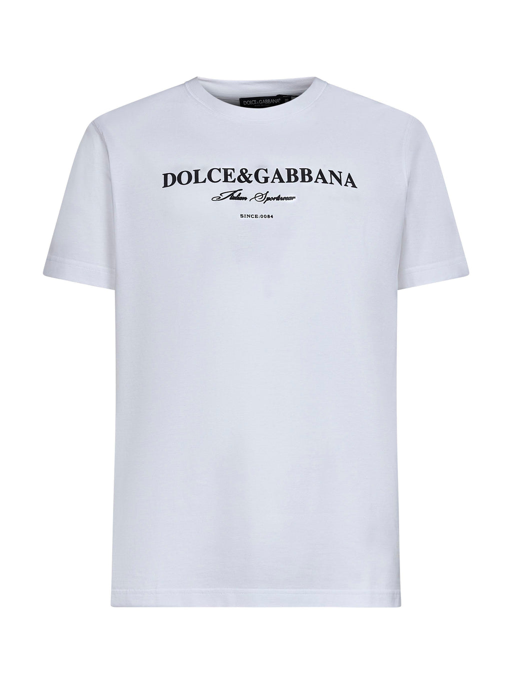 Dolce & Gabbana Men White Cotton Flock Print T-Shirt