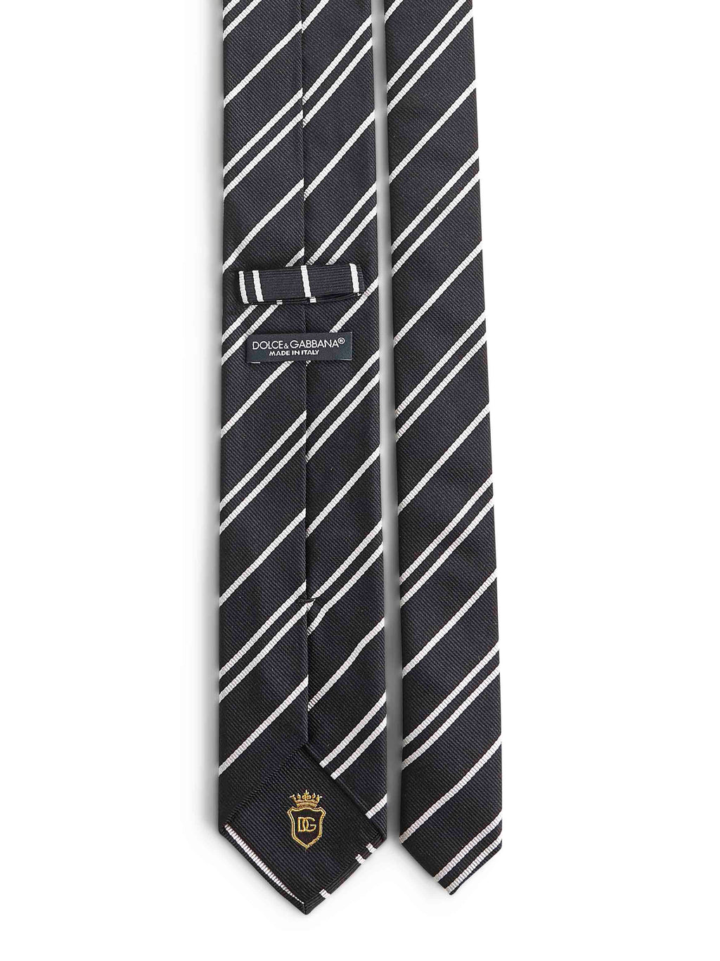 Dolce & Gabbana Men Black Striped Jacquard Silk Martini Tie