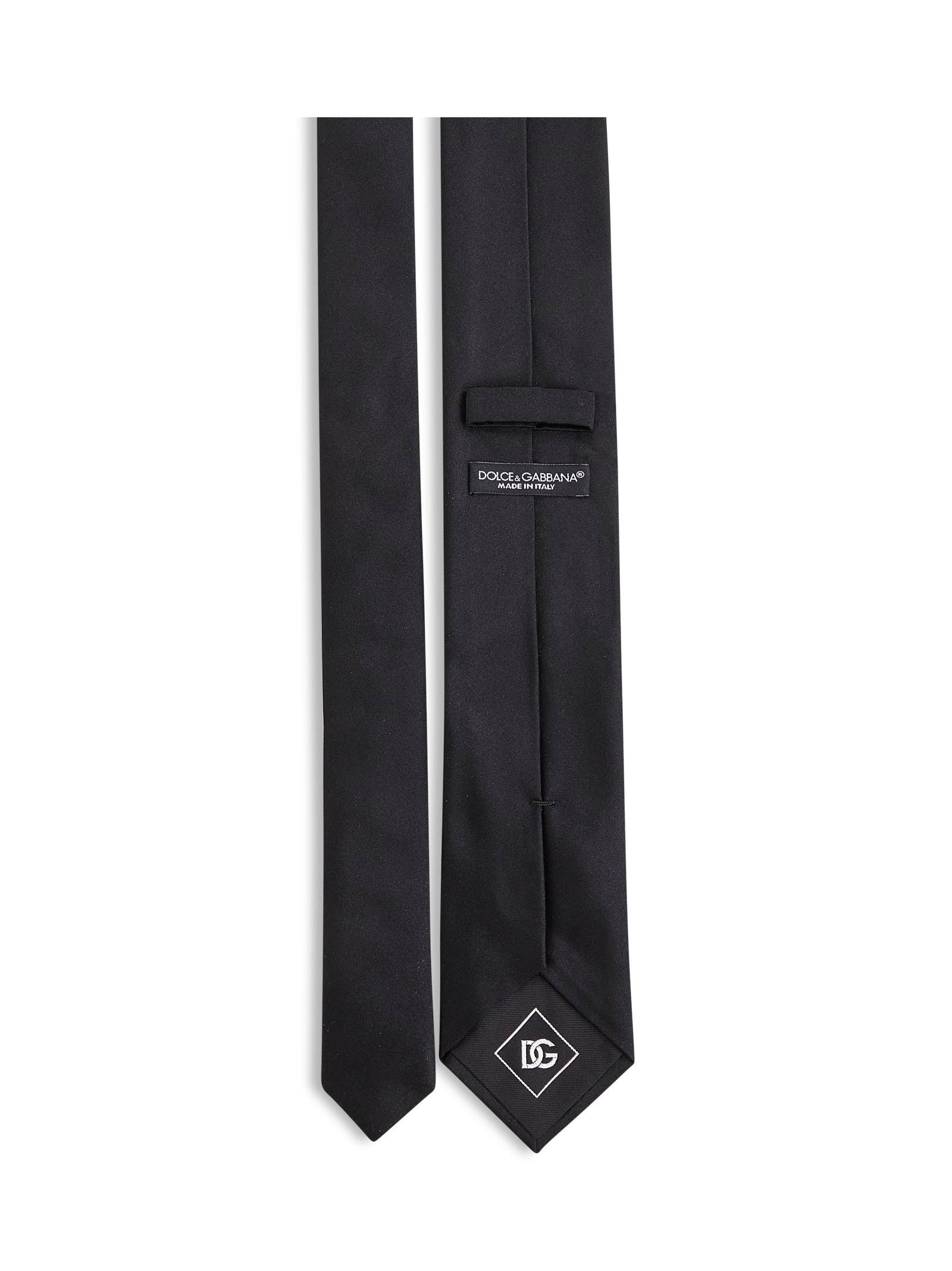 Dolce & Gabbana Men Black Silk Satin Martini Tie