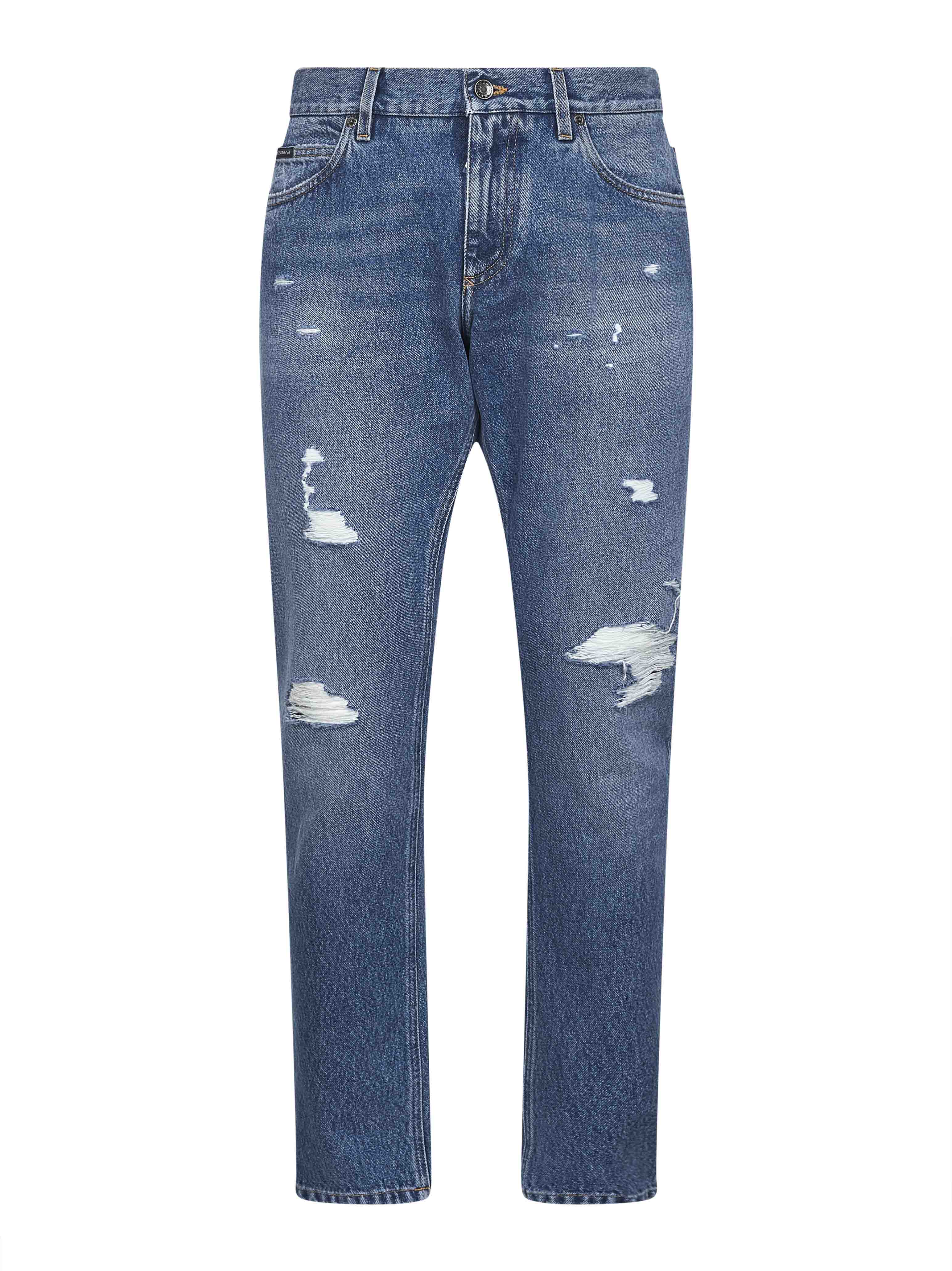 Dolce & Gabbana Men Blue Cotton Denim Regular Jeans