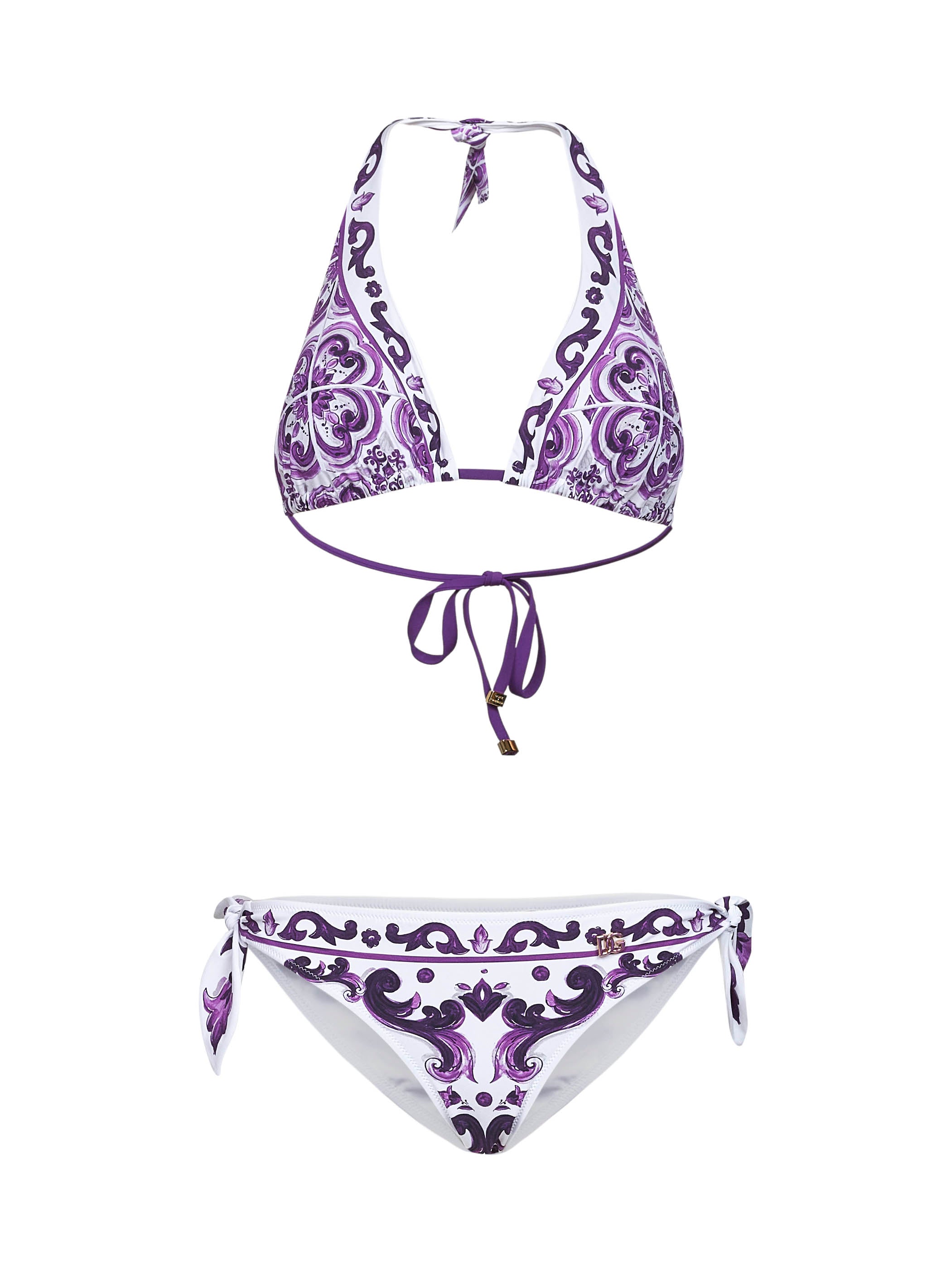Dolce & Gabbana Women Maiolica Print Triangle Bikini