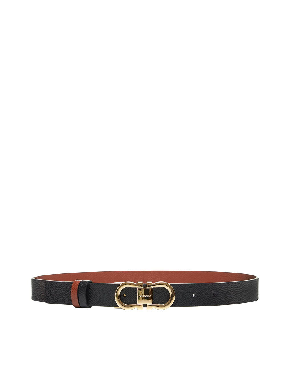 Cinto Ferragamo Gancini reversível preto para mulher