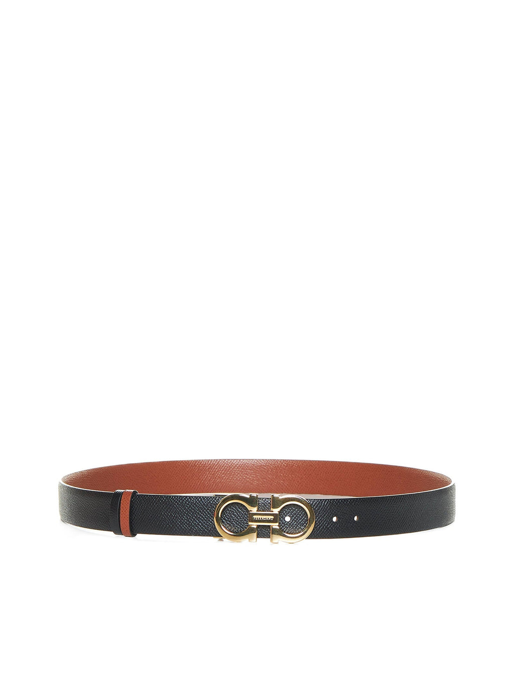 Cinto reversível Ferragamo Gancini em couro cor conhaque para mulheres.