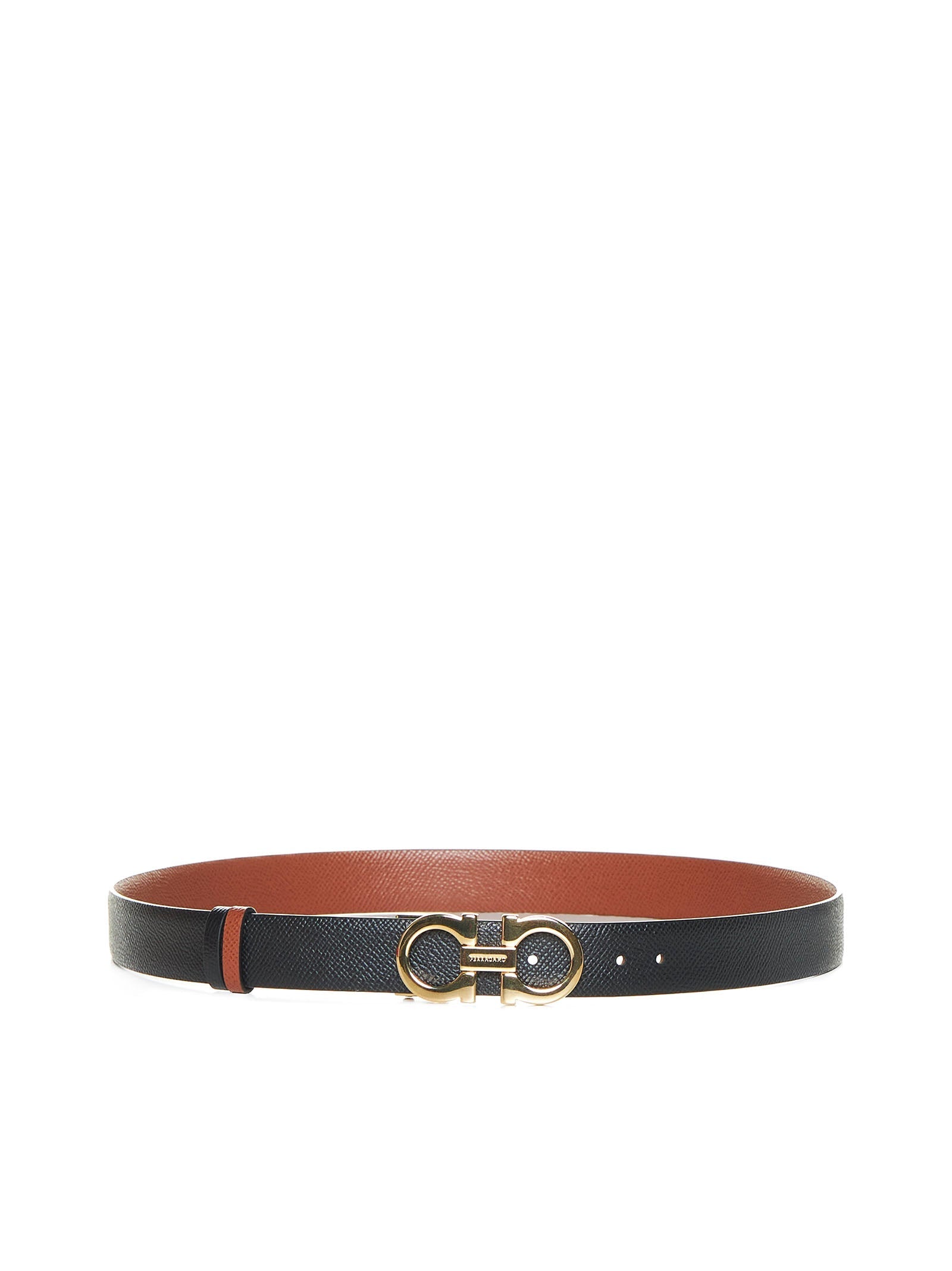 Cinto reversível Ferragamo Gancini em couro cor conhaque para mulheres.