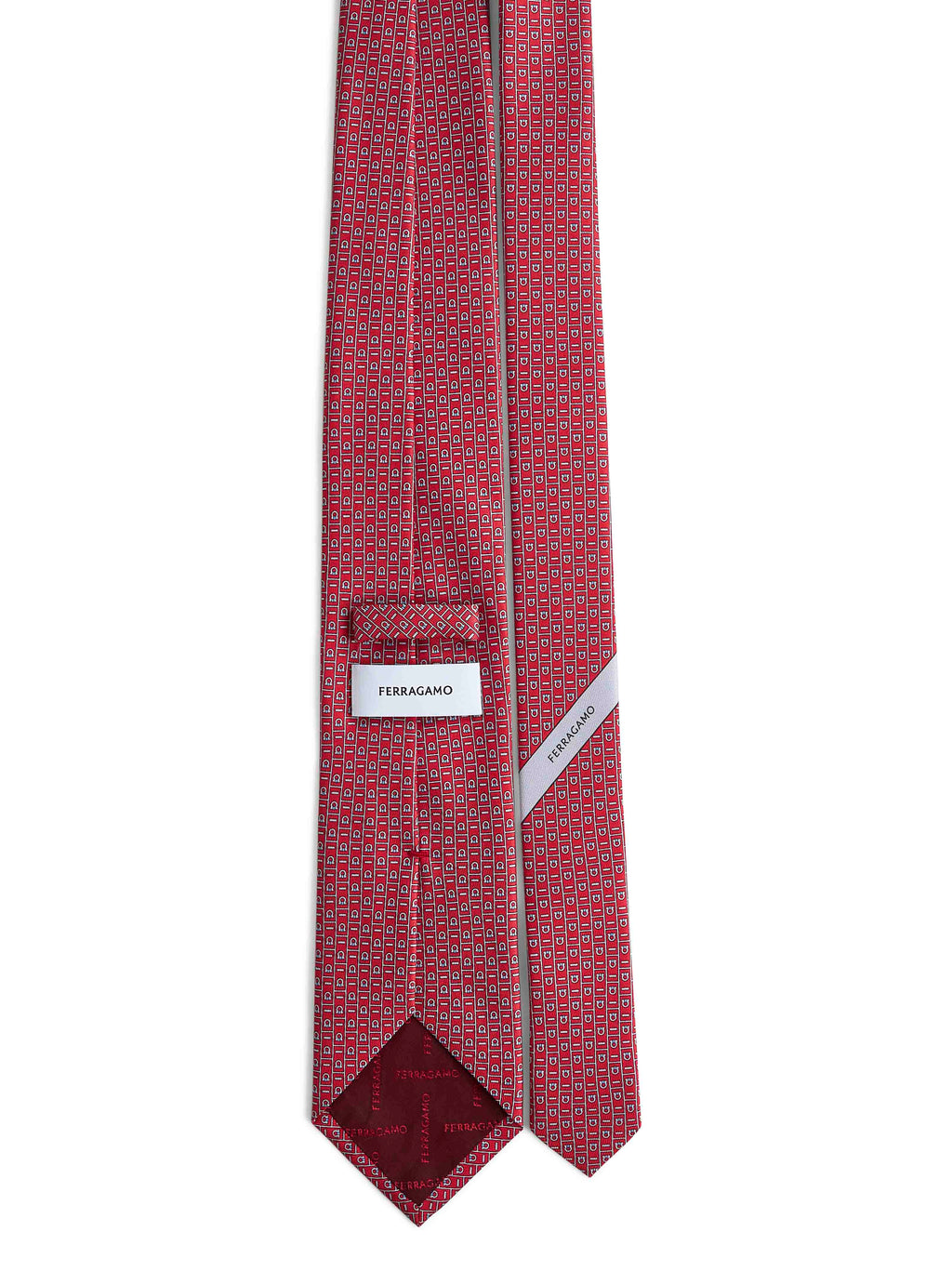 Gravata Ferragamo Masculina Vermelha de Seda com Estampa Monograma Ferragamo