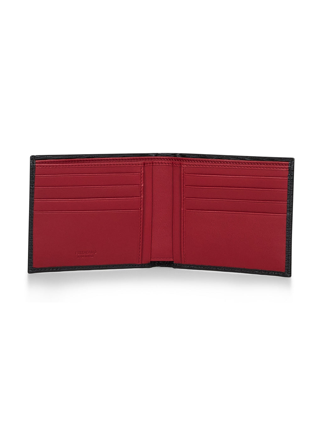 Carteira Ferragamo Gancini masculina em couro de bezerro martelado preto