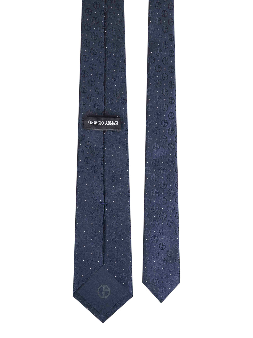 Giorgio Armani Men Blue Monogram Jacquard Silk Tie
