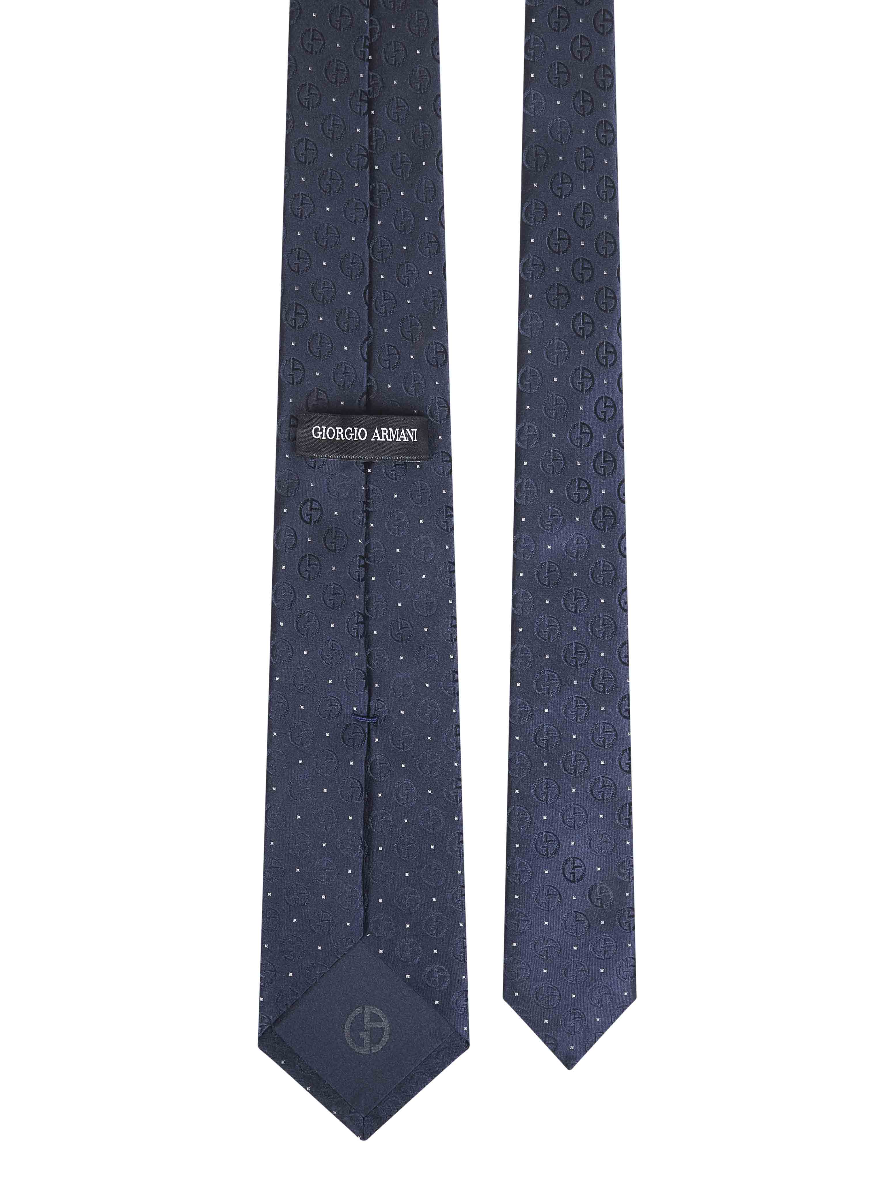 Giorgio Armani Men Blue Monogram Jacquard Silk Tie