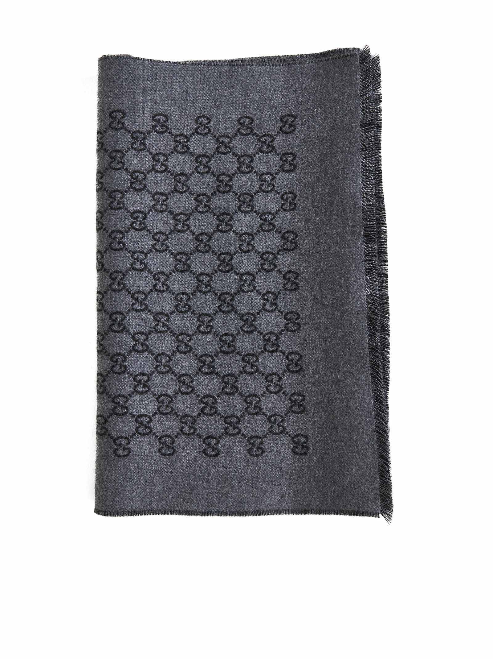 Gucci Men Gg Jacquard Wool Scarf