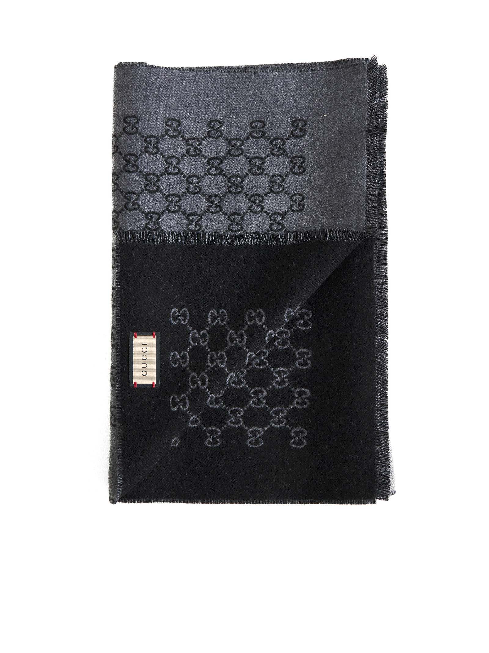 Gucci Men Gg Jacquard Wool Scarf