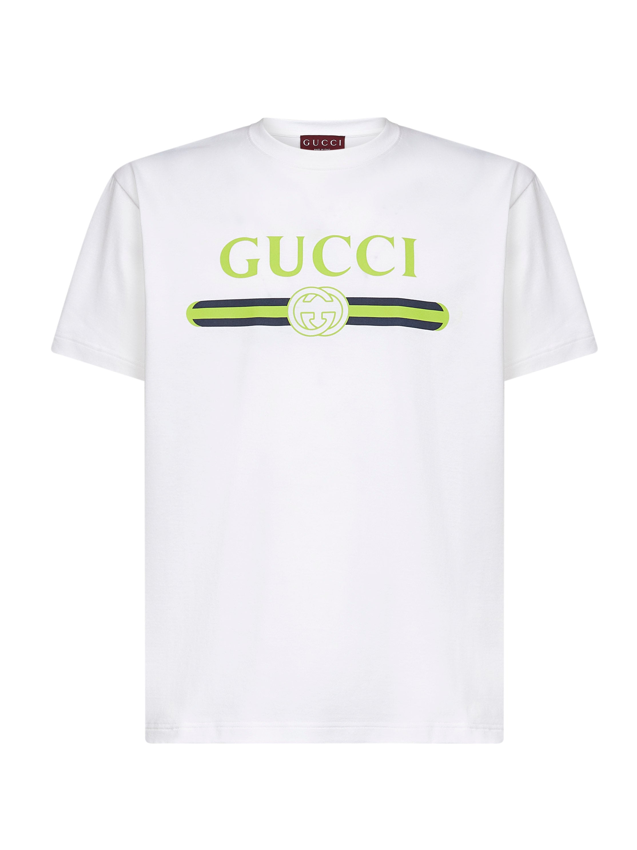 Gucci Men White Cotton Jersey Printed T-Shirt