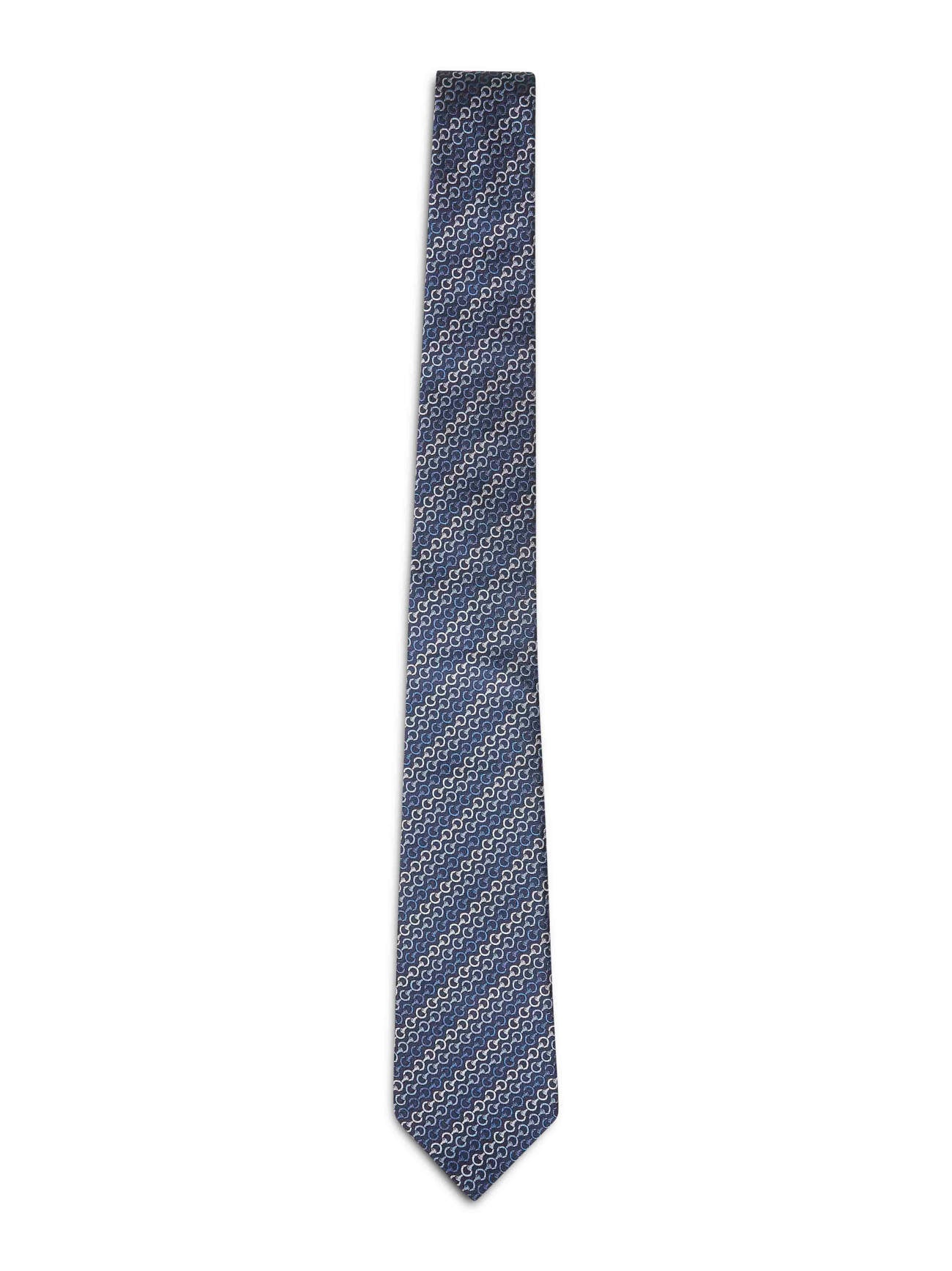 Gucci Men Blue Horsebit Silk Jacquard Tie