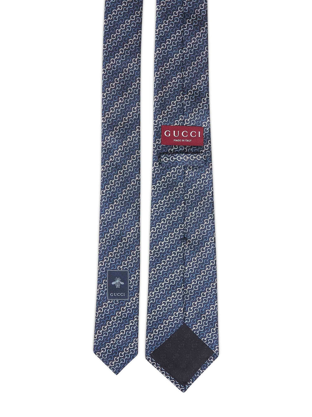 Gucci Men Blue Horsebit Silk Jacquard Tie