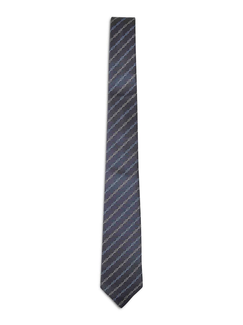 Gucci Men Blue Horsebit Silk Jacquard Tie