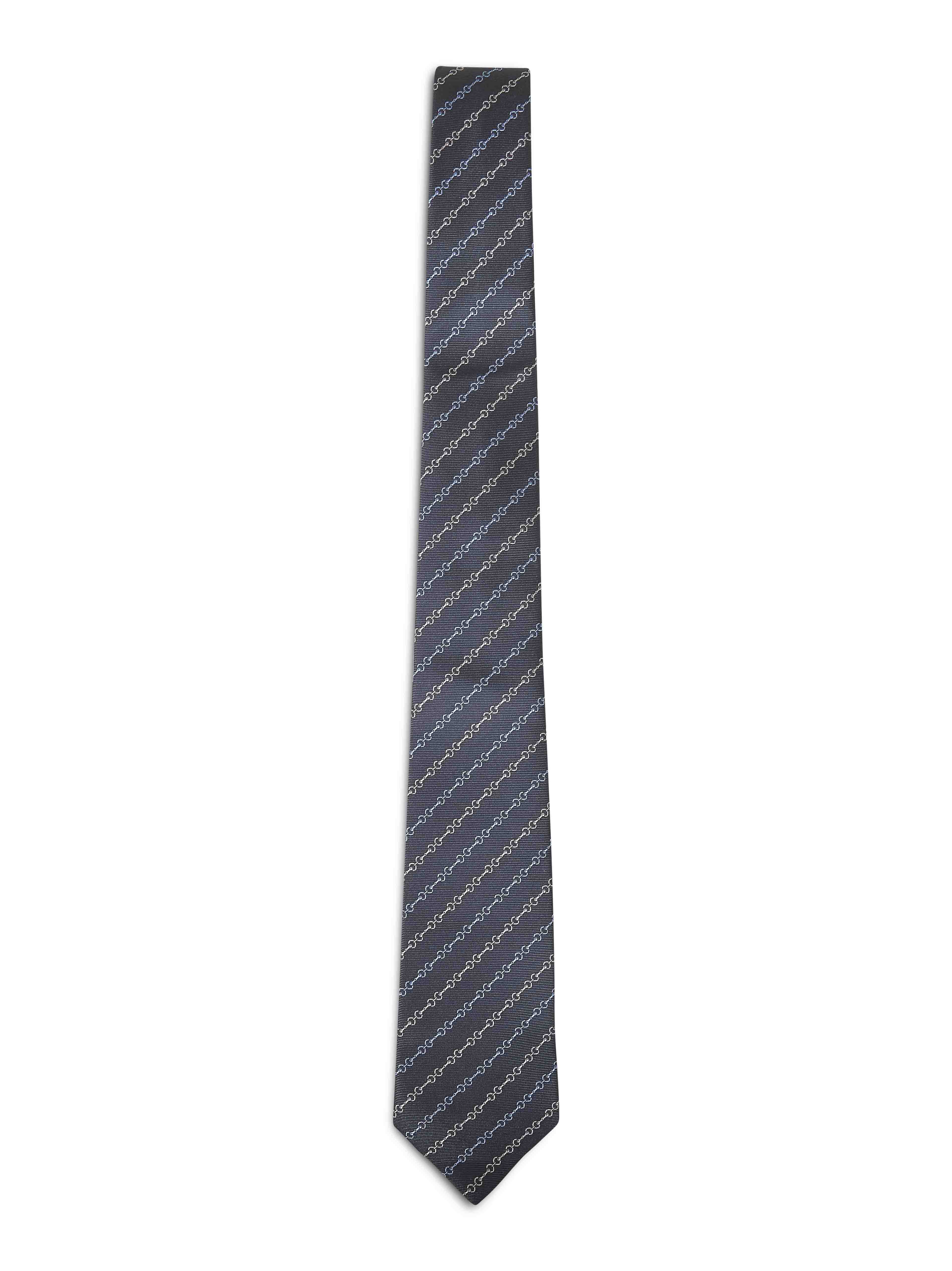 Gucci Men Blue Horsebit Silk Jacquard Tie
