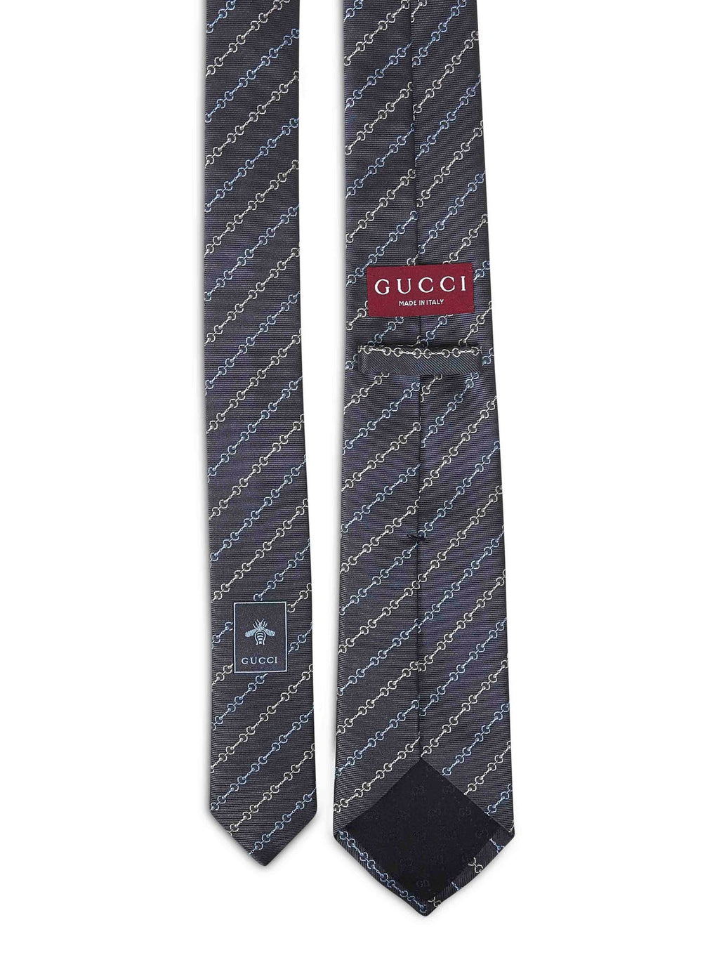 Gucci Men Blue Horsebit Silk Jacquard Tie