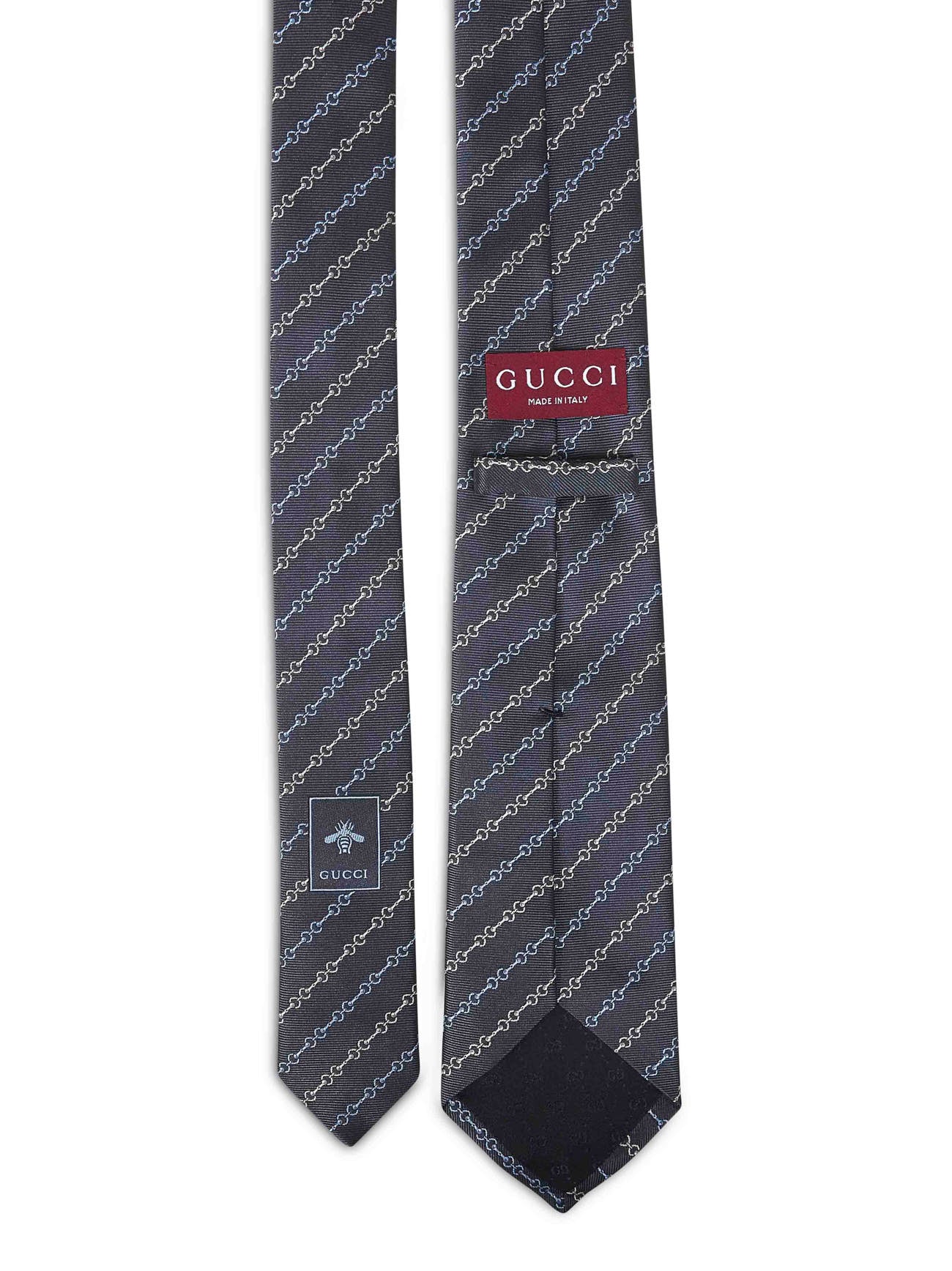 Gucci Men Blue Horsebit Silk Jacquard Tie