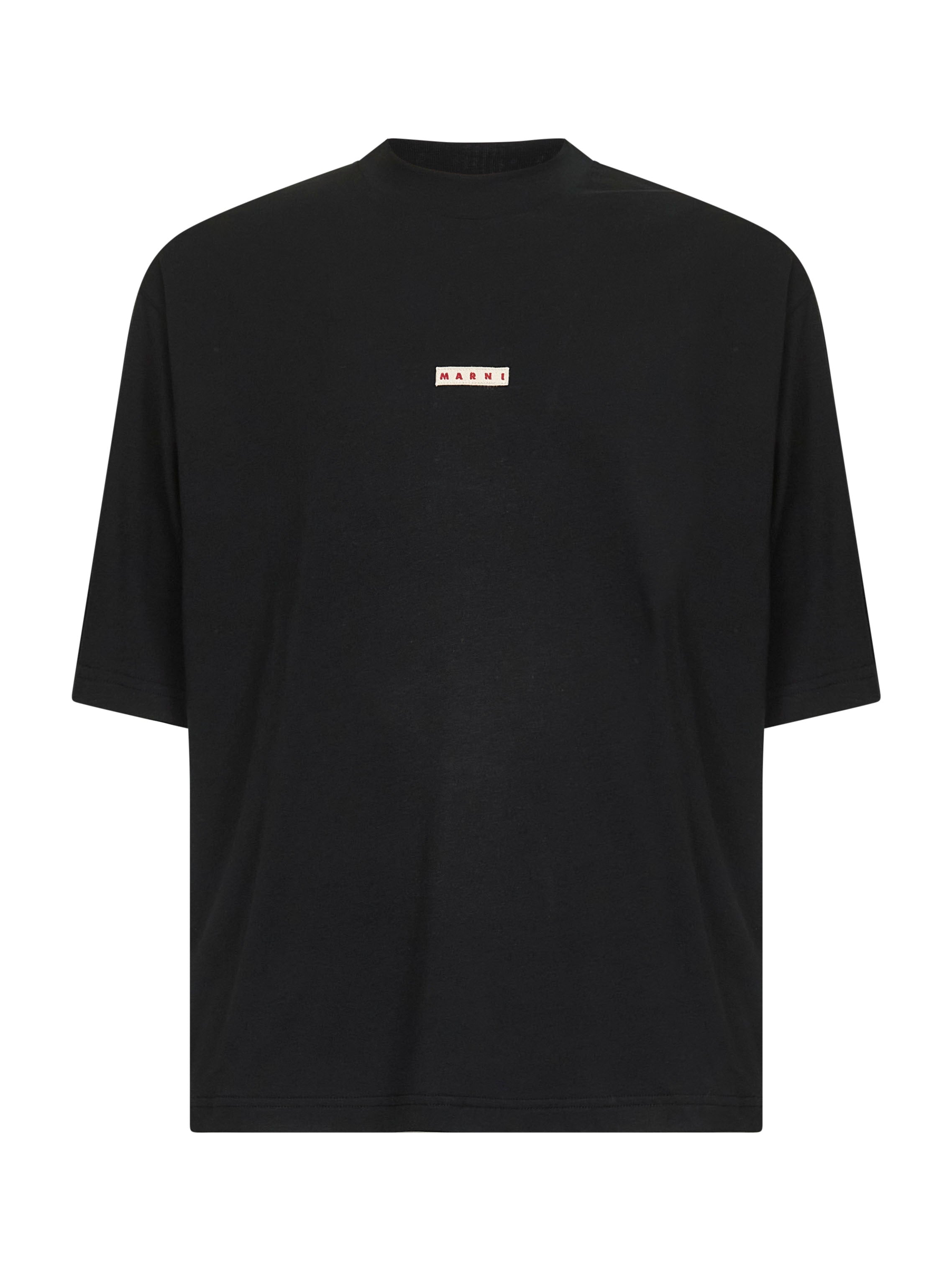Marni Men Black Organic Cotton Marni Label T-Shirt