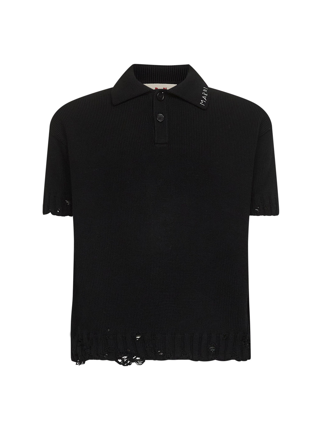 Marni Men Black Cotton Knit Polo Shirt