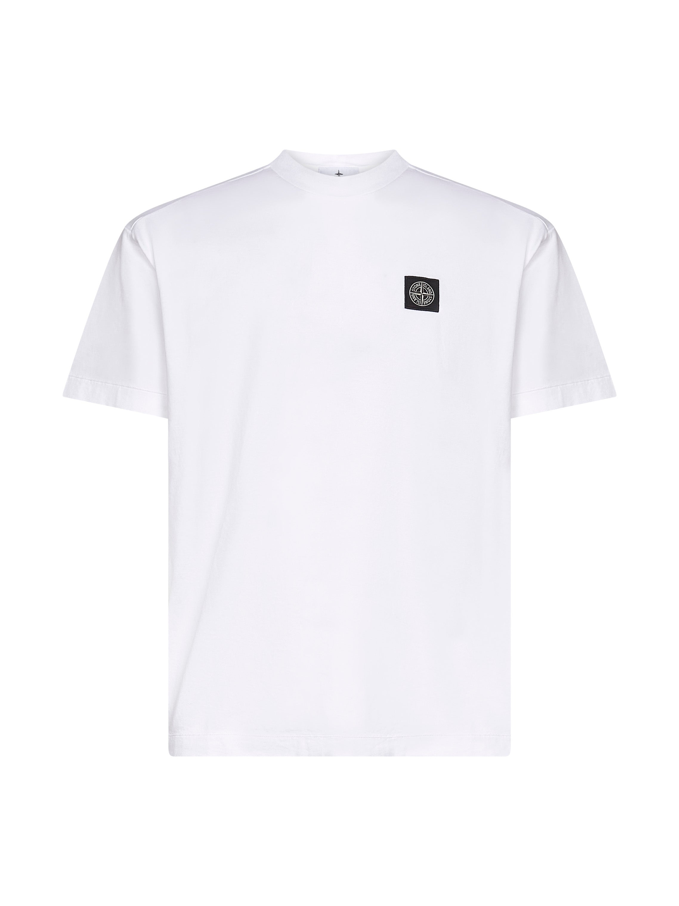 Stone Island Men White Jersey Compass Patch T-Shirt
