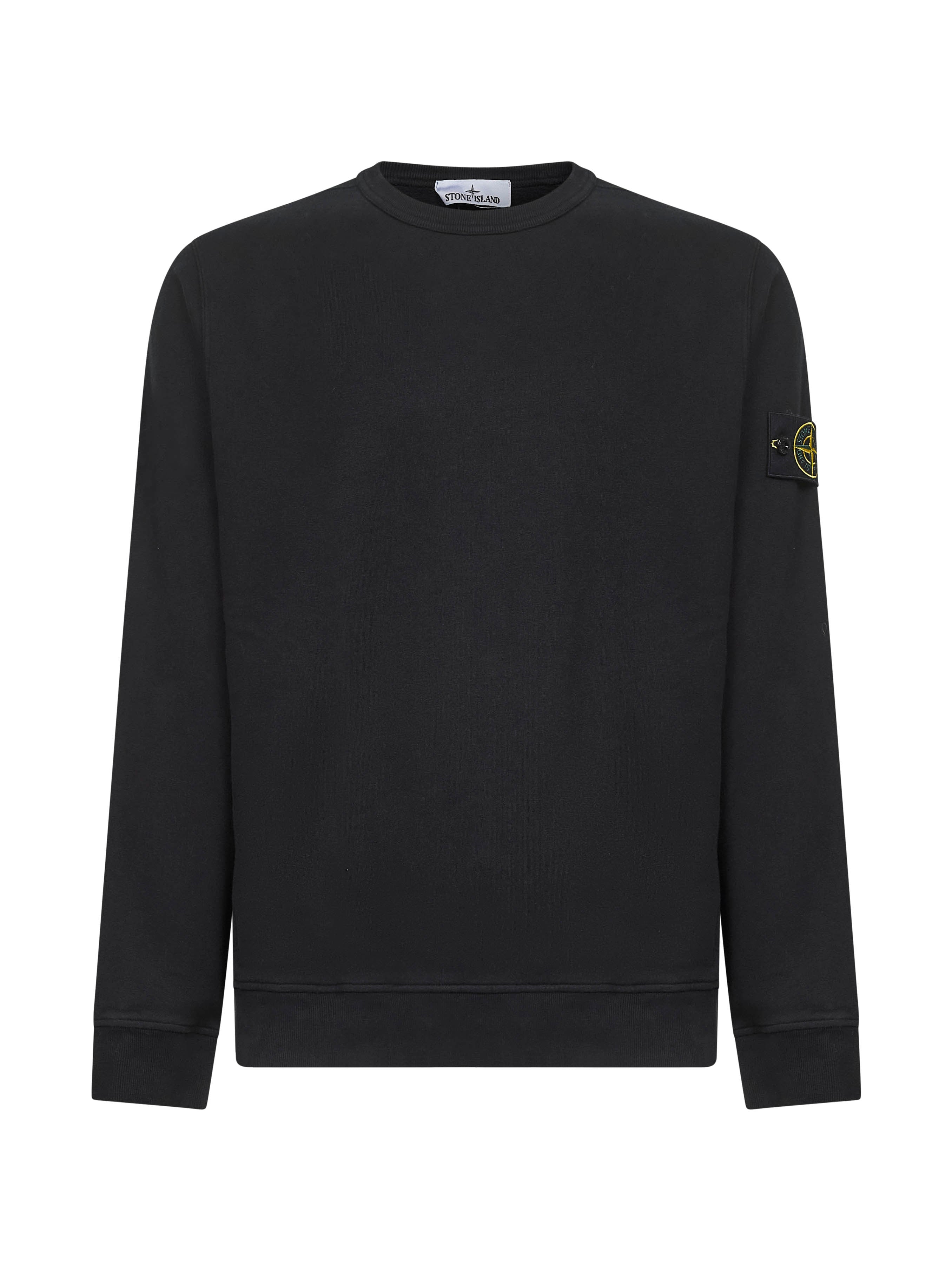 Stone Island Men Black Brushed Organic Cotton Crewneck Sweatshirt
