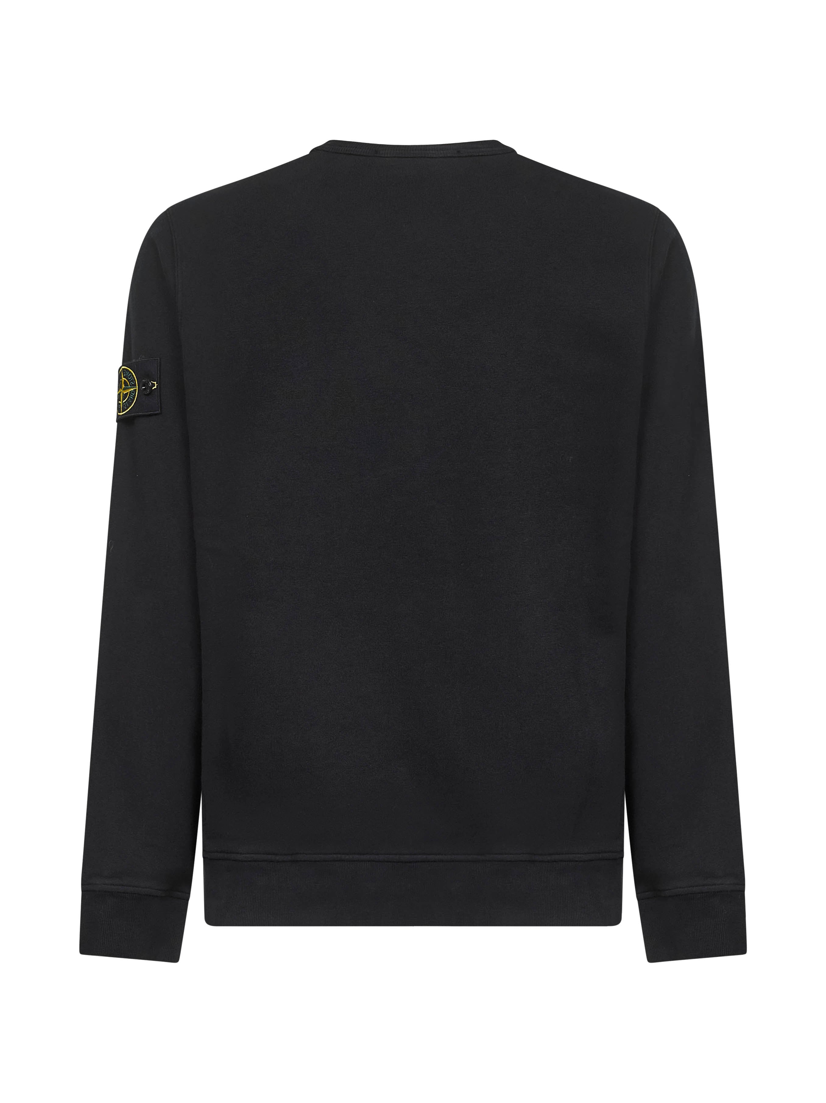 Stone Island Men Black Brushed Organic Cotton Crewneck Sweatshirt