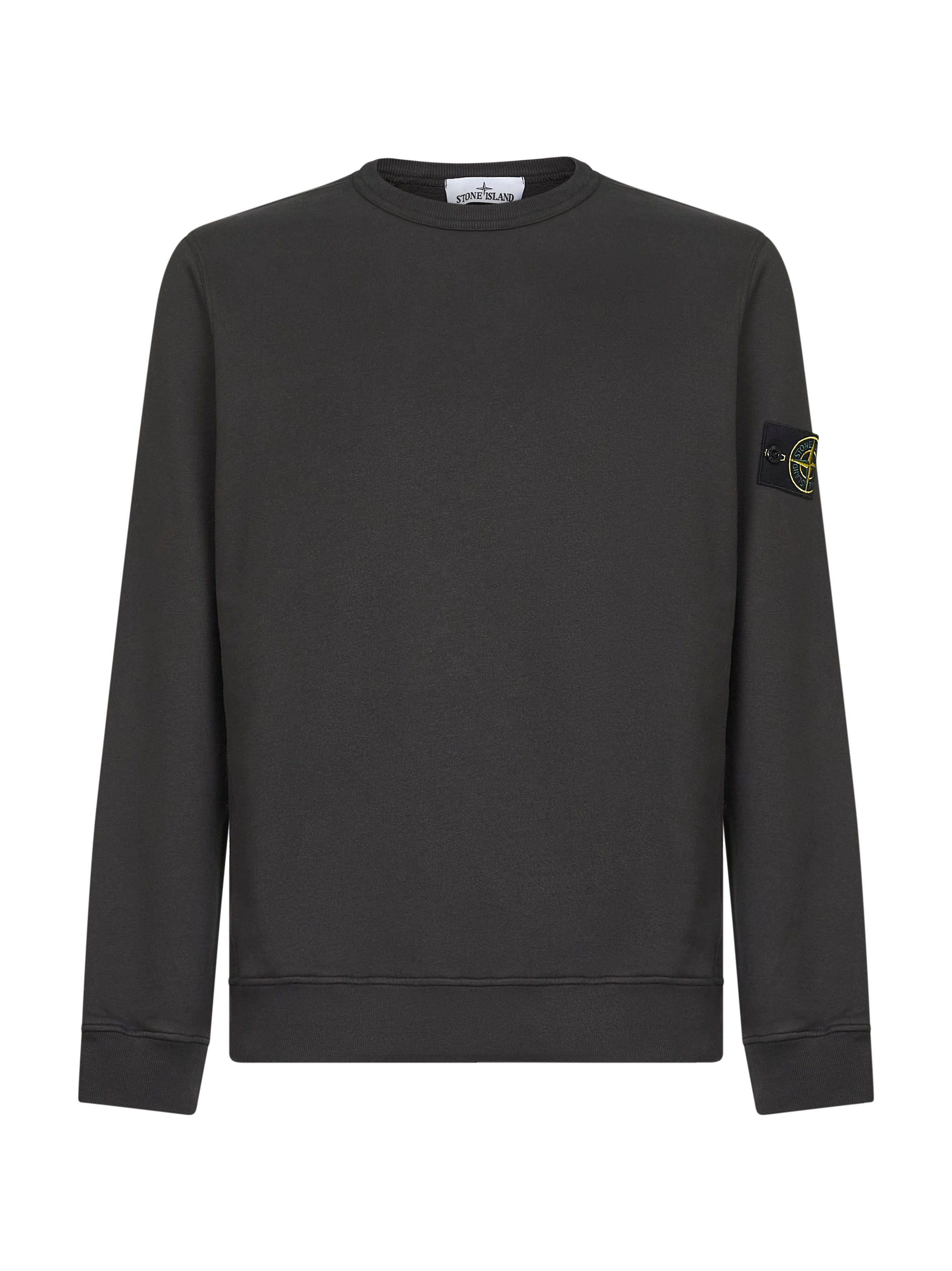 Stone Island Men Grey Brushed Organic Cotton Crewneck Sweatshirt