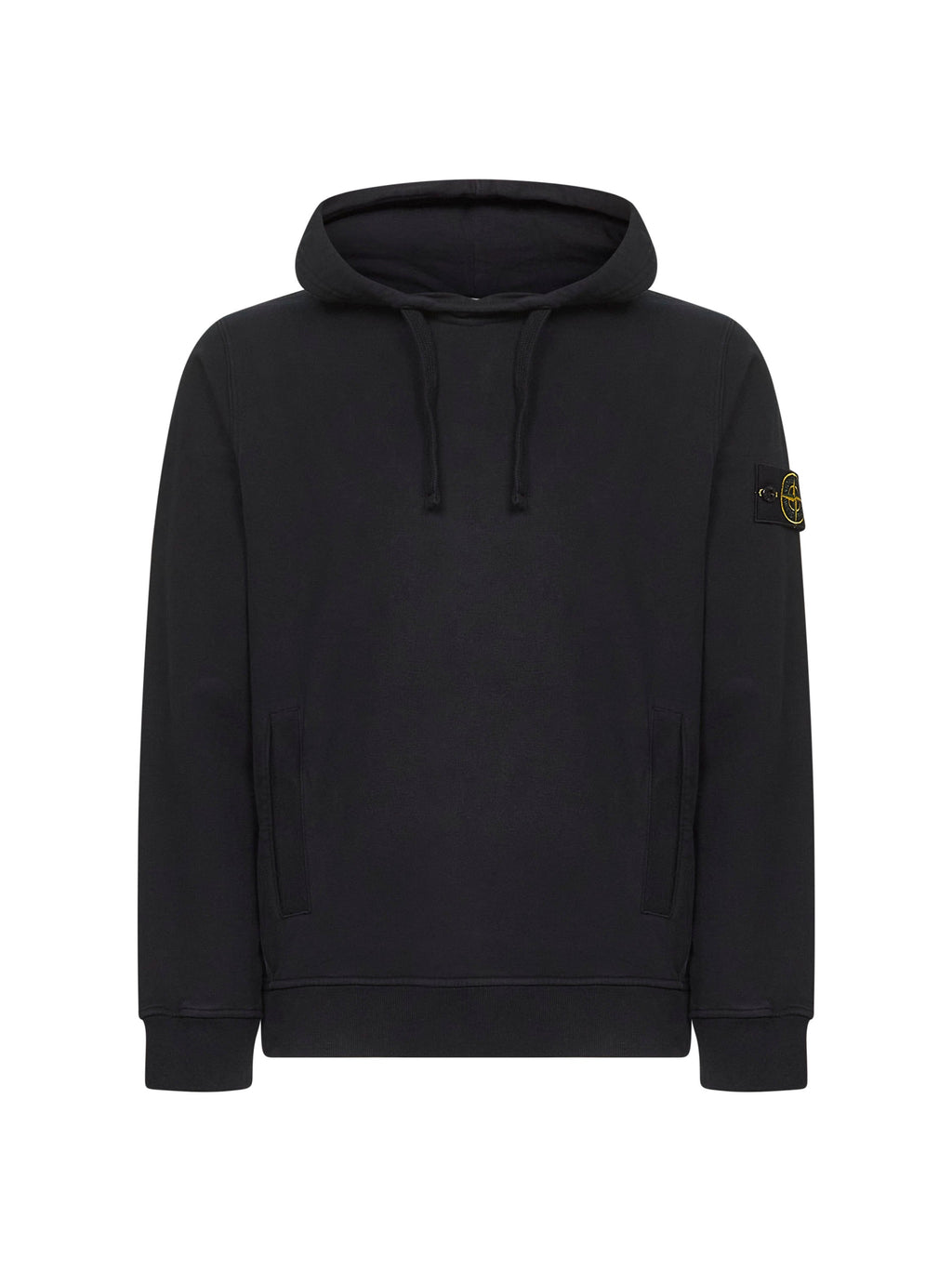 Stone Island Men Black Brushed Organic Cotton Hoodie