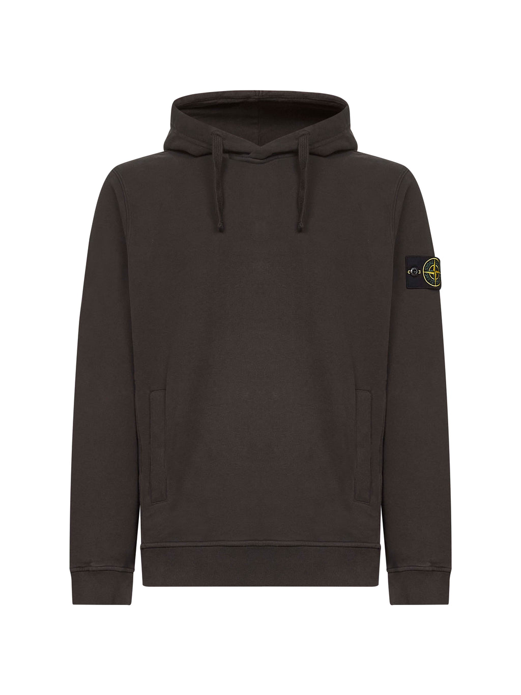 Stone Island Men Lead Grey Brushed Organic Cotton Hoodie