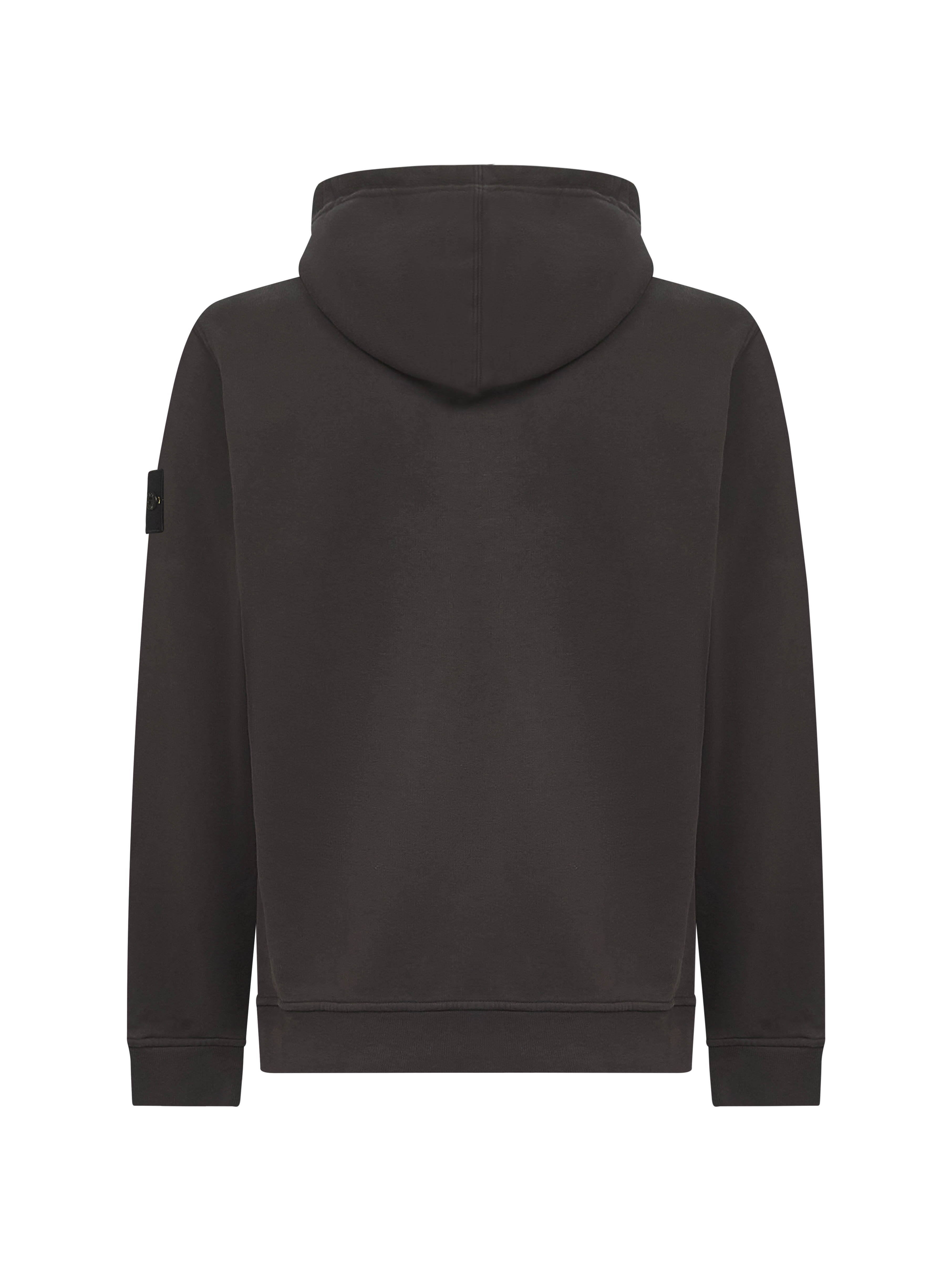 Stone Island Men Lead Grey Brushed Organic Cotton Hoodie