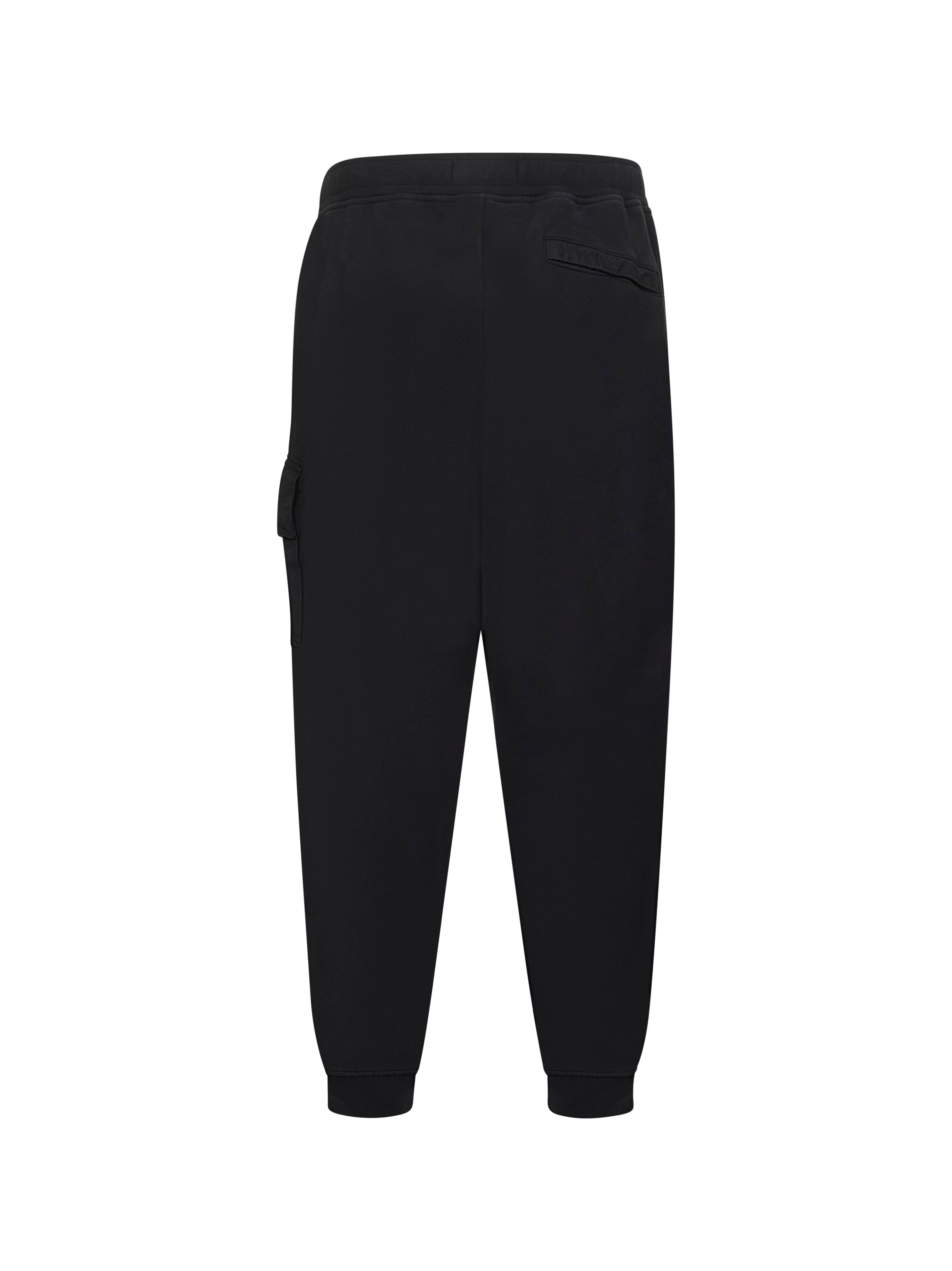 Stone Island Men Black Cotton Fleece Jogger Trousers