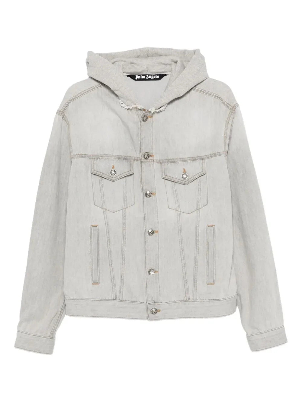 Palm Angels Men `Curved Logo` Denim Jacket