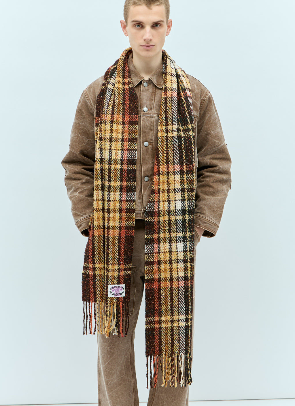 Acne Studios Men Plaid Fringe Scarf