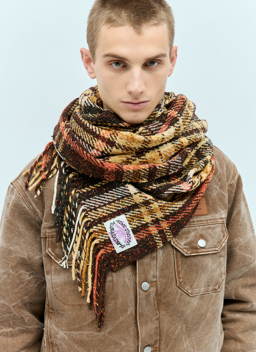 Acne Studios Men Plaid Fringe Scarf