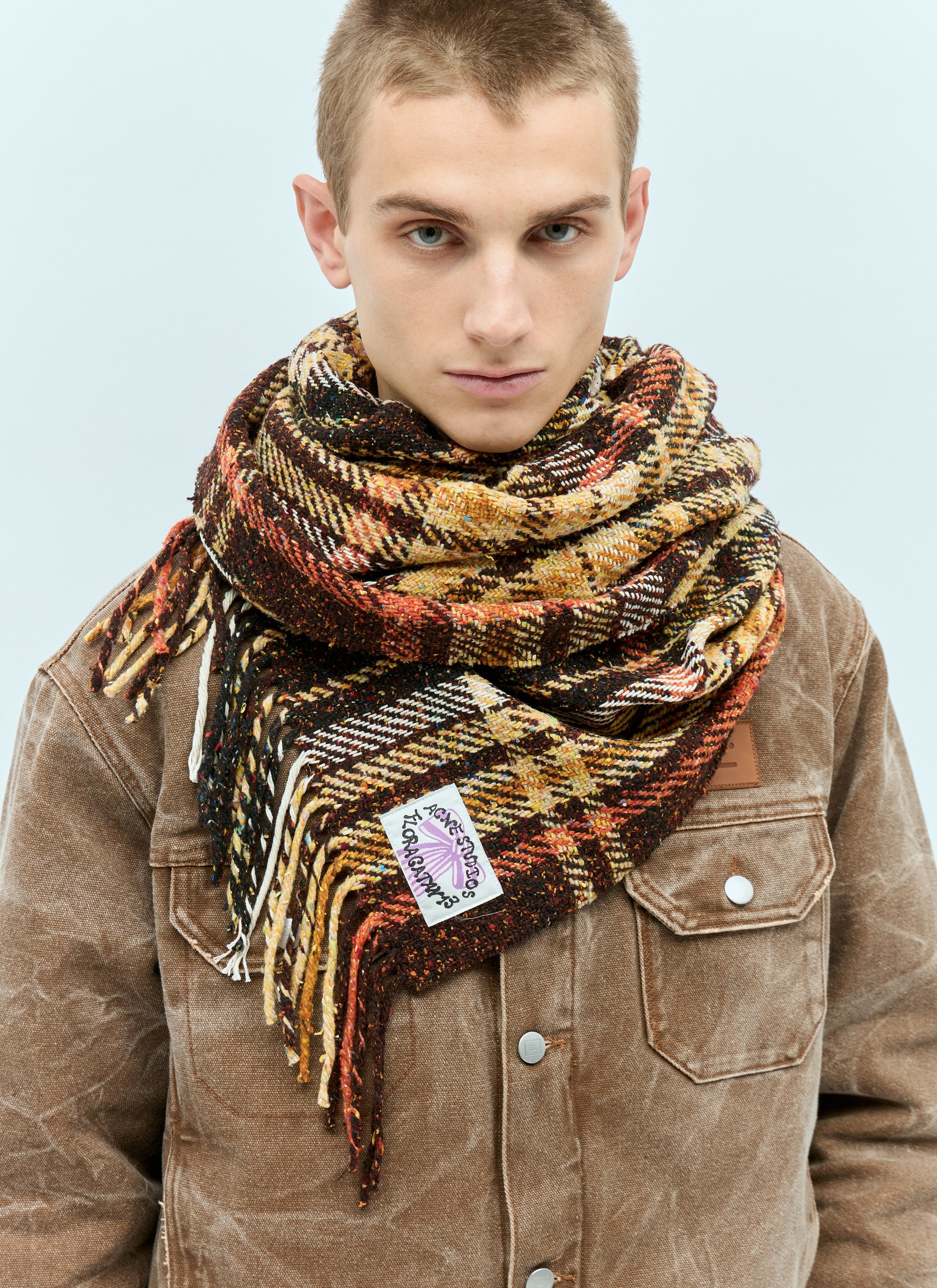 Acne Studios Men Plaid Fringe Scarf