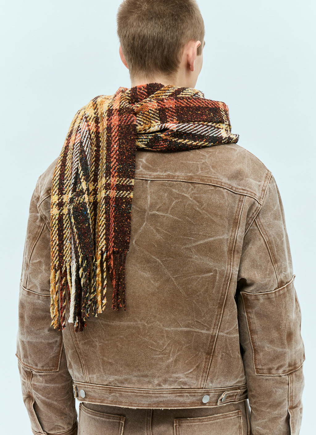 Acne Studios Men Plaid Fringe Scarf