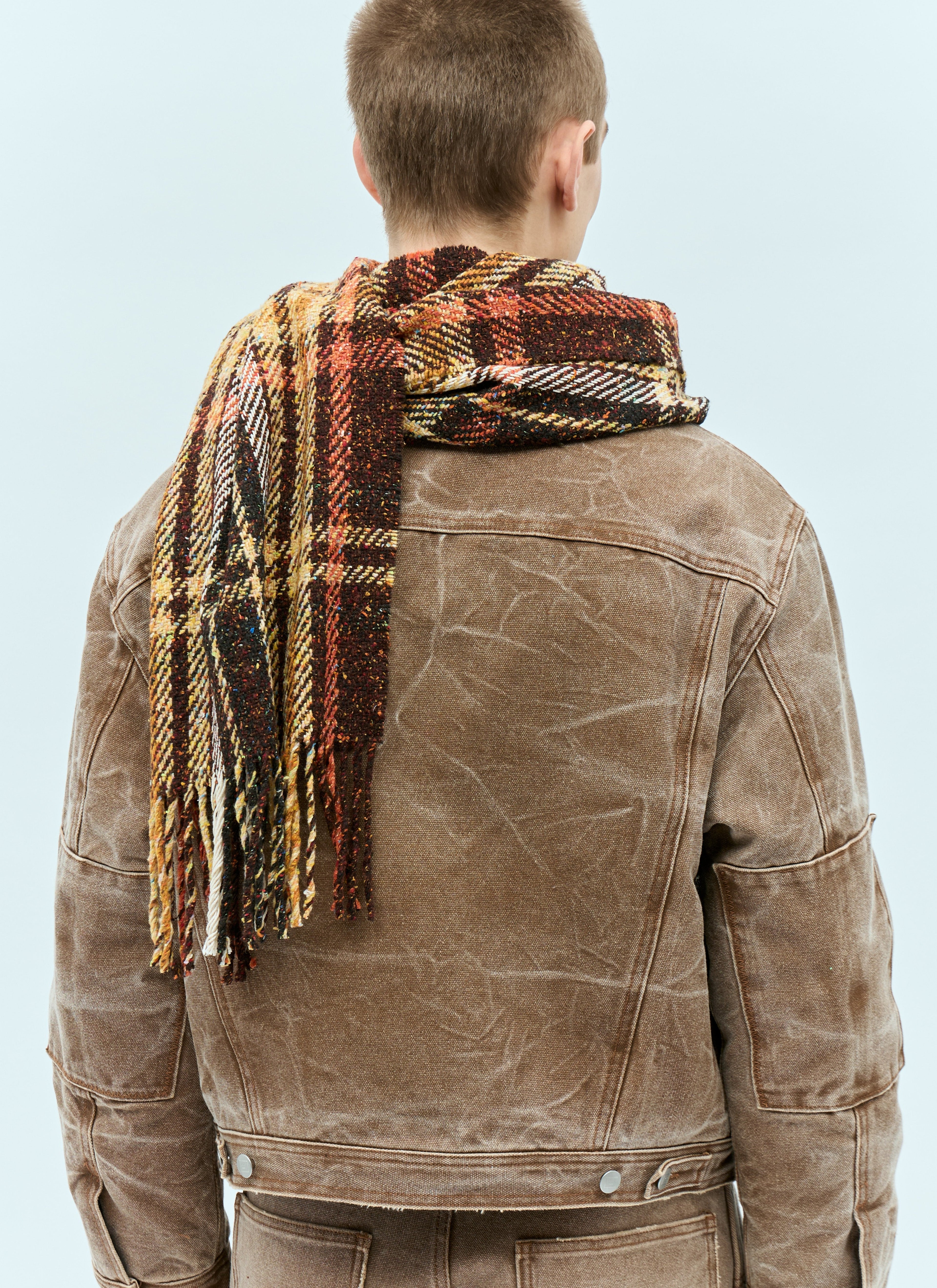 Acne Studios Men Plaid Fringe Scarf