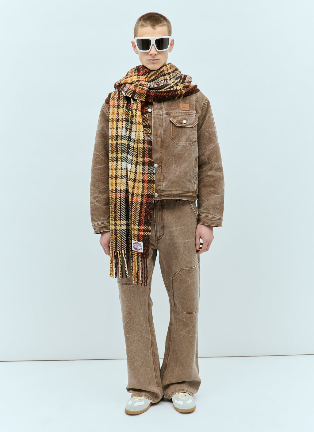 Acne Studios Men Plaid Fringe Scarf