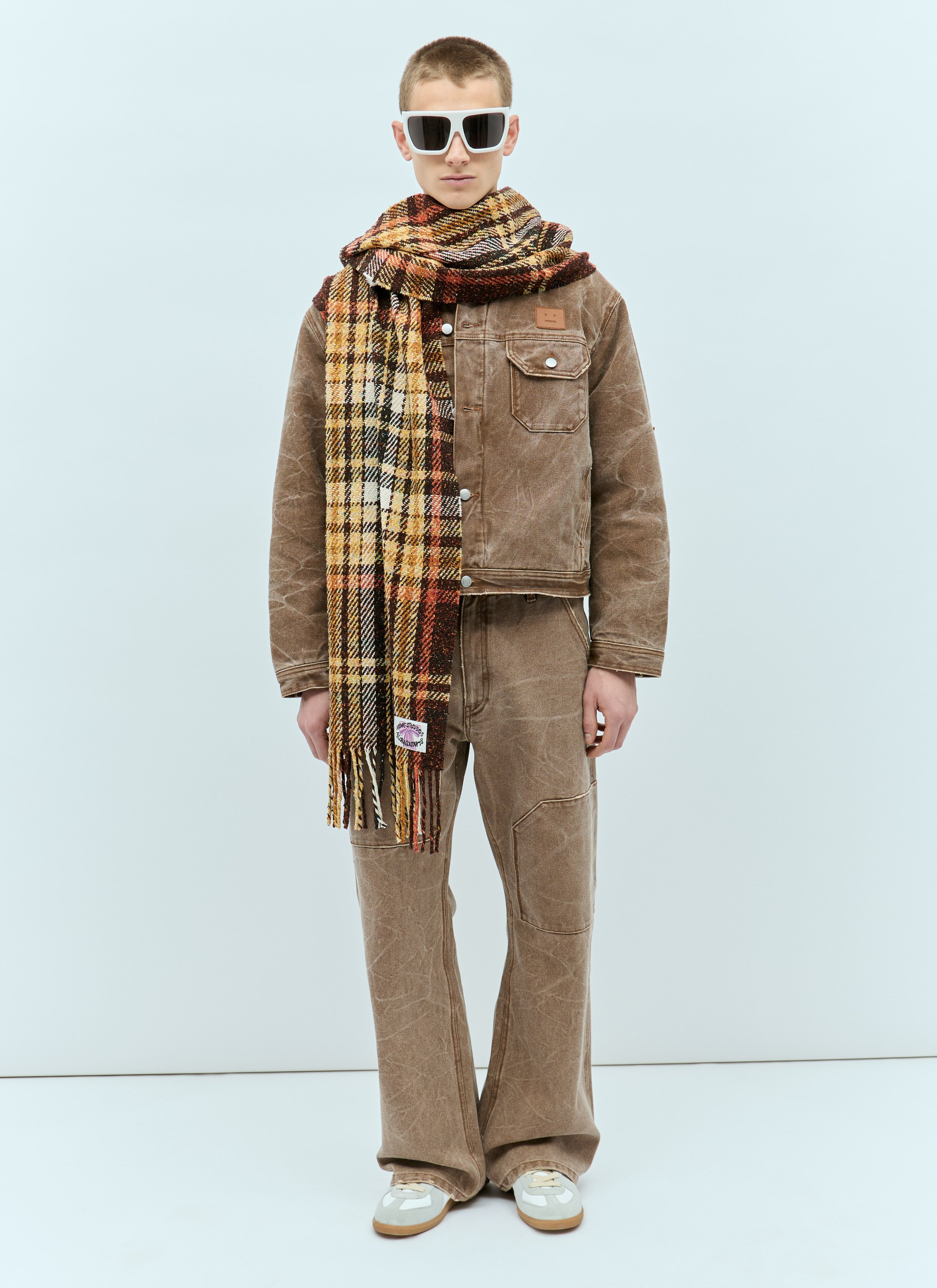 Acne Studios Men Plaid Fringe Scarf