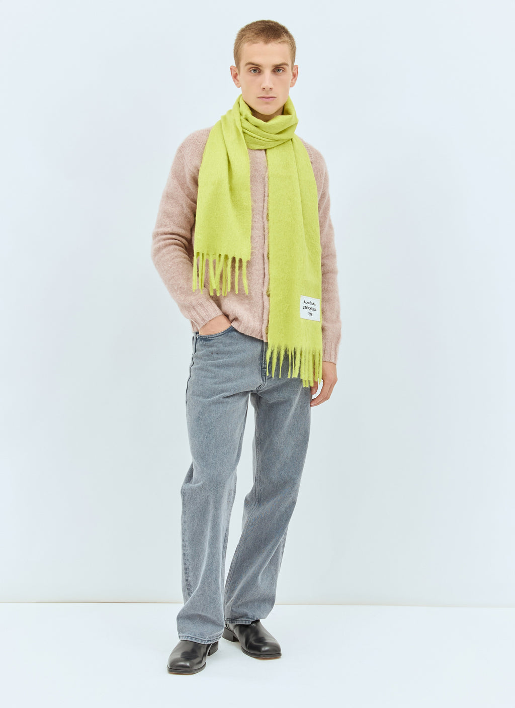 Acne Studios Men Skinny Fringe Alpaca Scarf