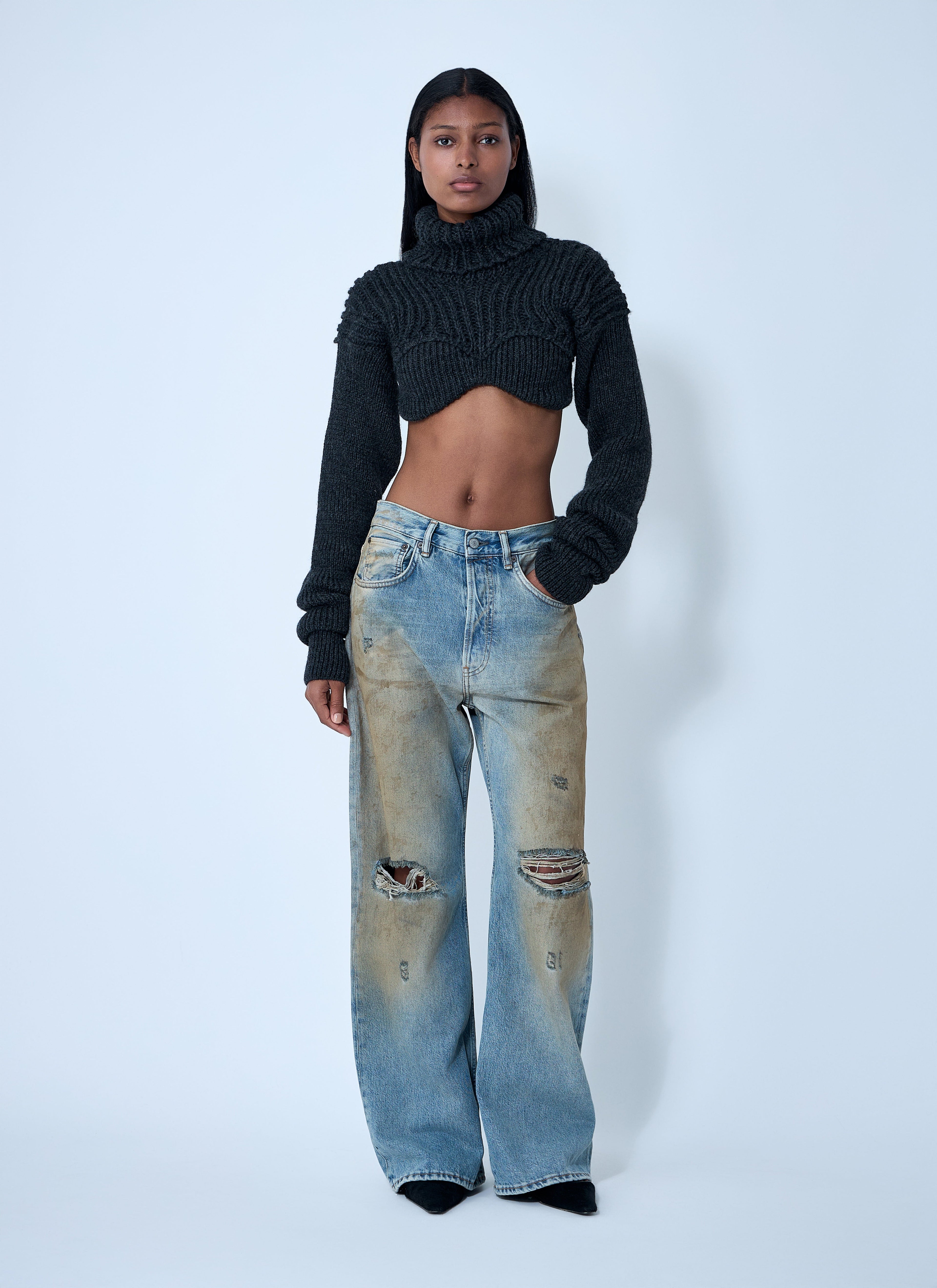 Acne Studios Women Cropped High Neck Sweater