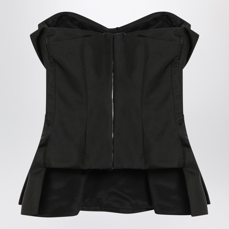 Alexander Mcqueen Black Corset Top In Silk Blend Women - EZE Fashion®